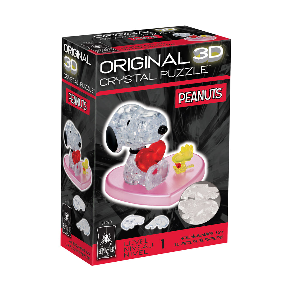 Alternative view of BePuzzled Peanuts Snoopy and Woodstock 3D Crystal Puzzle - 35 pc