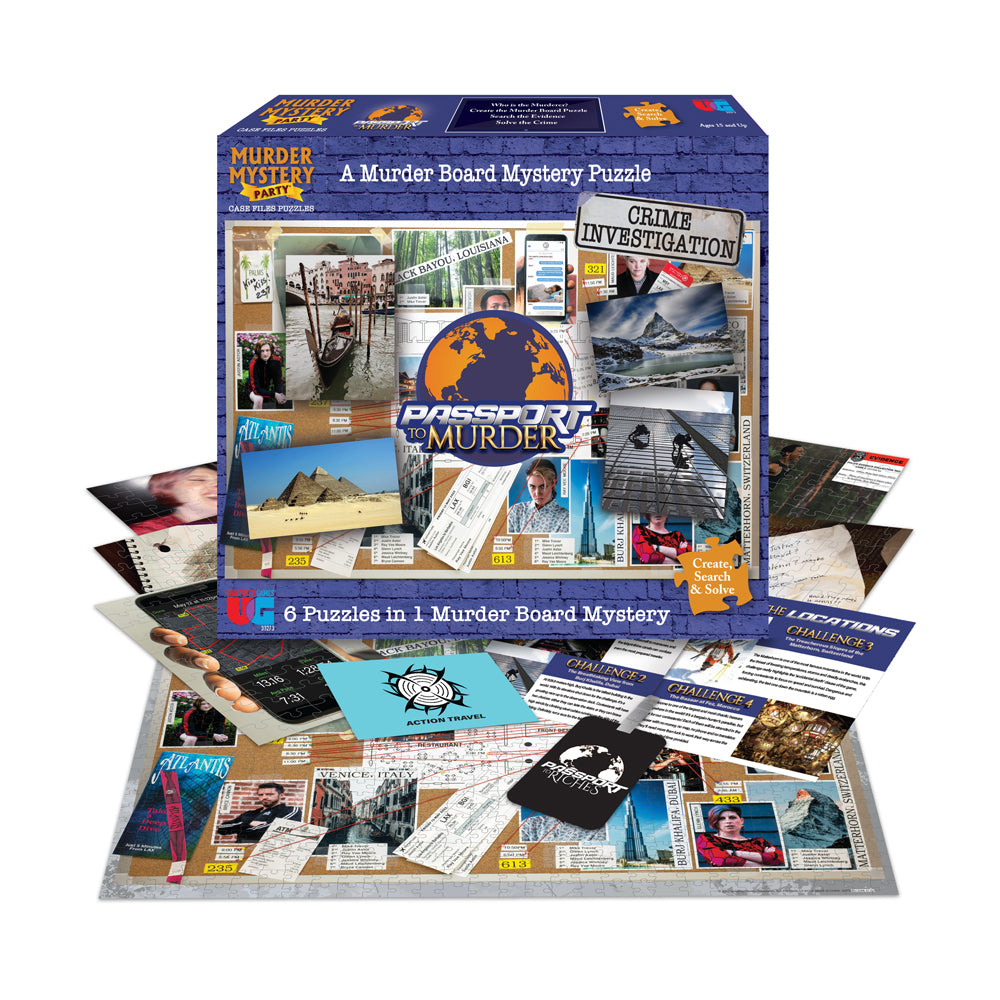 Alternative view of University Games Murder Mystery Party Case Files - Passport to Murder Puzzle Set