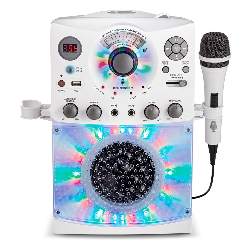 Singing Machine Portable Bluetooth Karaoke Machine with Wired Microphone and LED Disco Lights