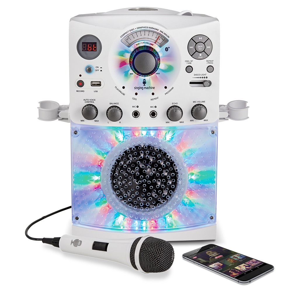 Alternative view of Singing Machine Portable Bluetooth Karaoke Machine with Wired Microphone and LED Disco Lights