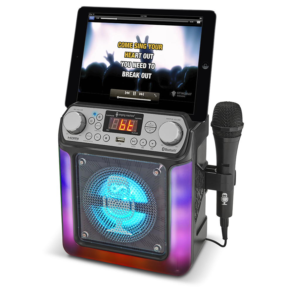 Alternative view of Singing Machine Groove Mini Bluetooth Karaoke Machine with 1 Wired Microphone and Disco Light Show