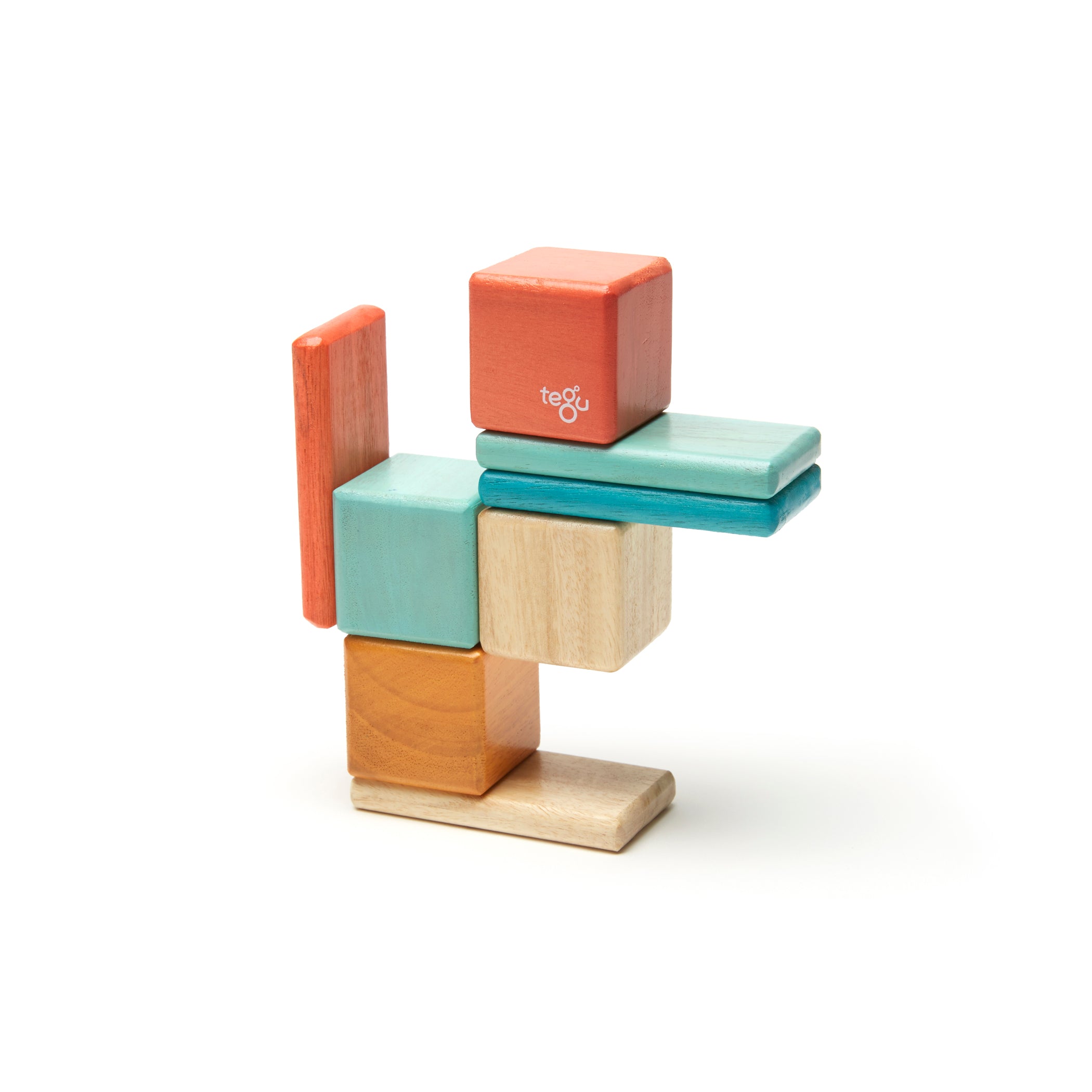 Tegu Magnetic Wooden Blocks, 8-Piece Pocket Pouch - Sunset - Image 5
