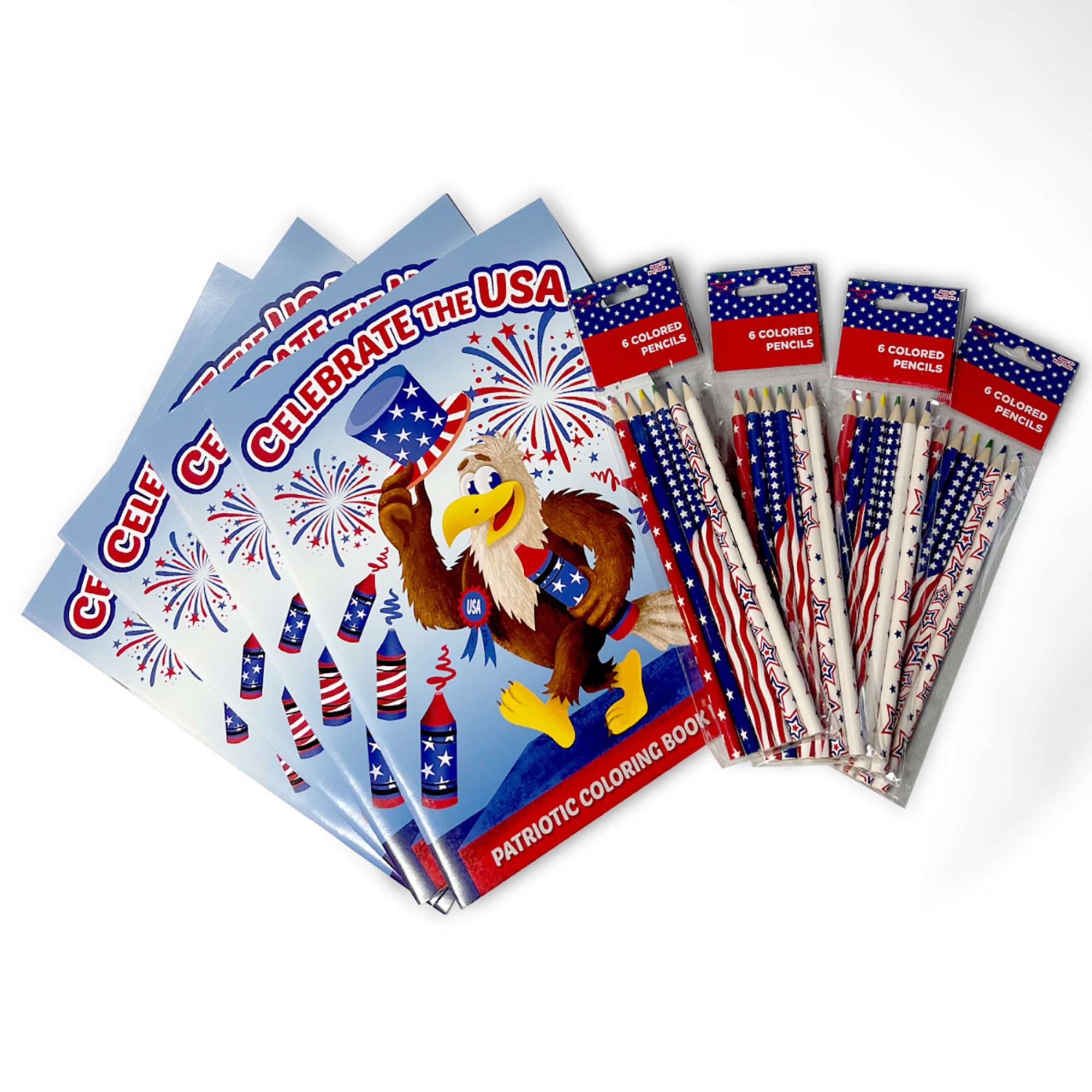 Three Little Twigs Patriotic 8-Piece Coloring Book Bundle for Kids Ages 3+