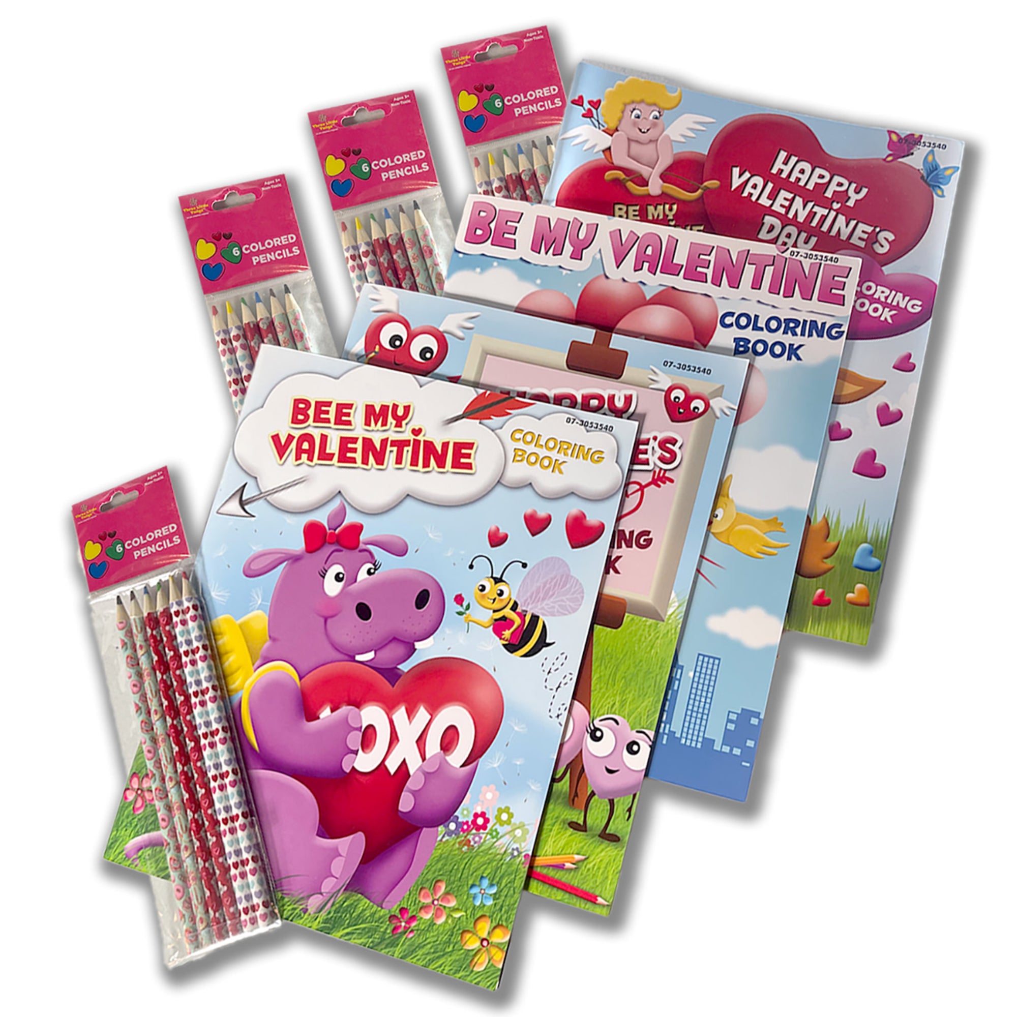 Three Little Twigs: Valentine's 8pc Coloring Book Bundle for Kids Age 3+