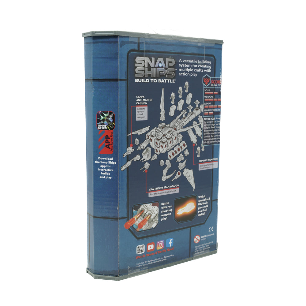 Alternative view of PlayMonster Snap Ships Scorpion K.L.A.W. Troop Dropper Building Set