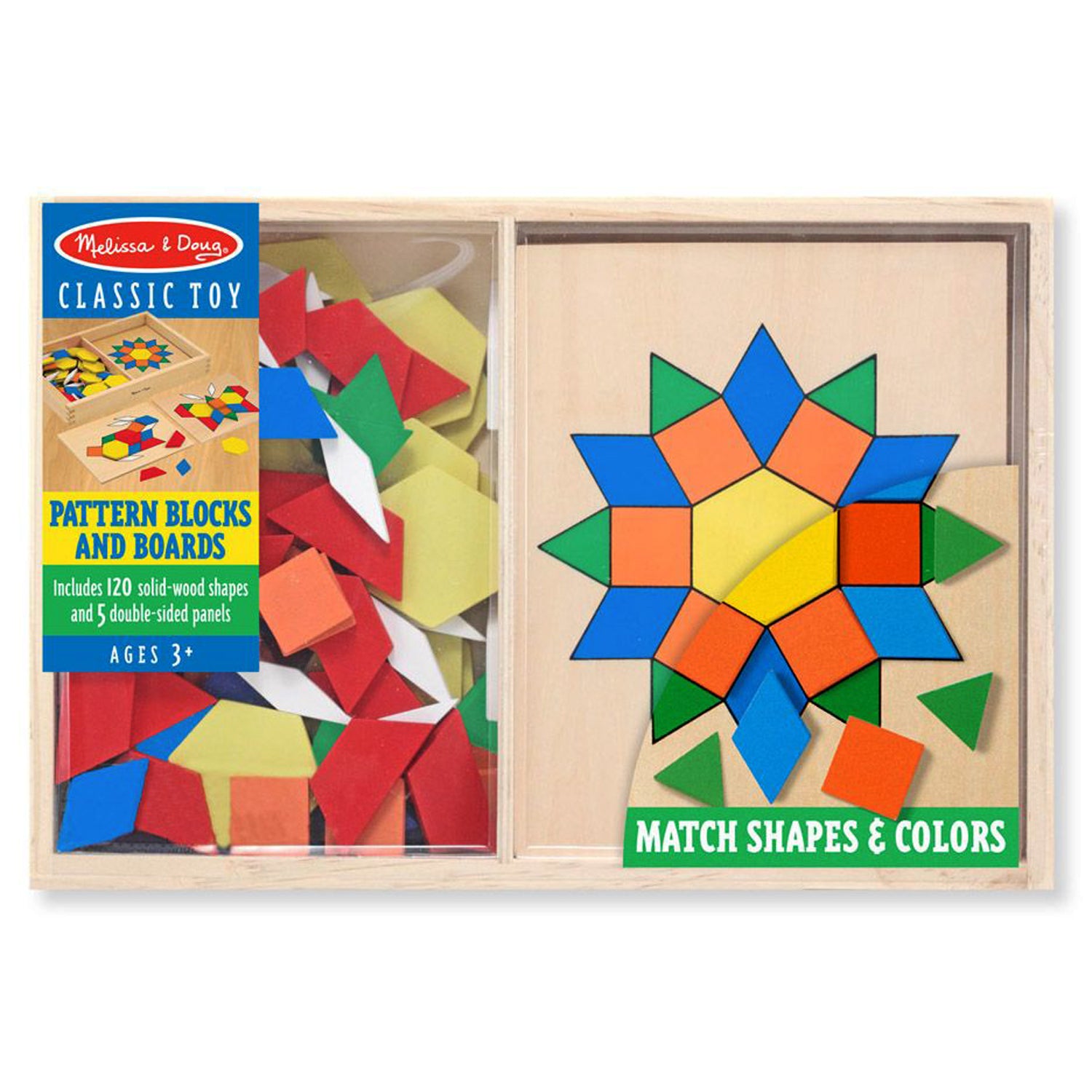 Alternative view of Melissa & Doug Wooden Pattern Blocks & Boards - Creative Colorful Educational Toy