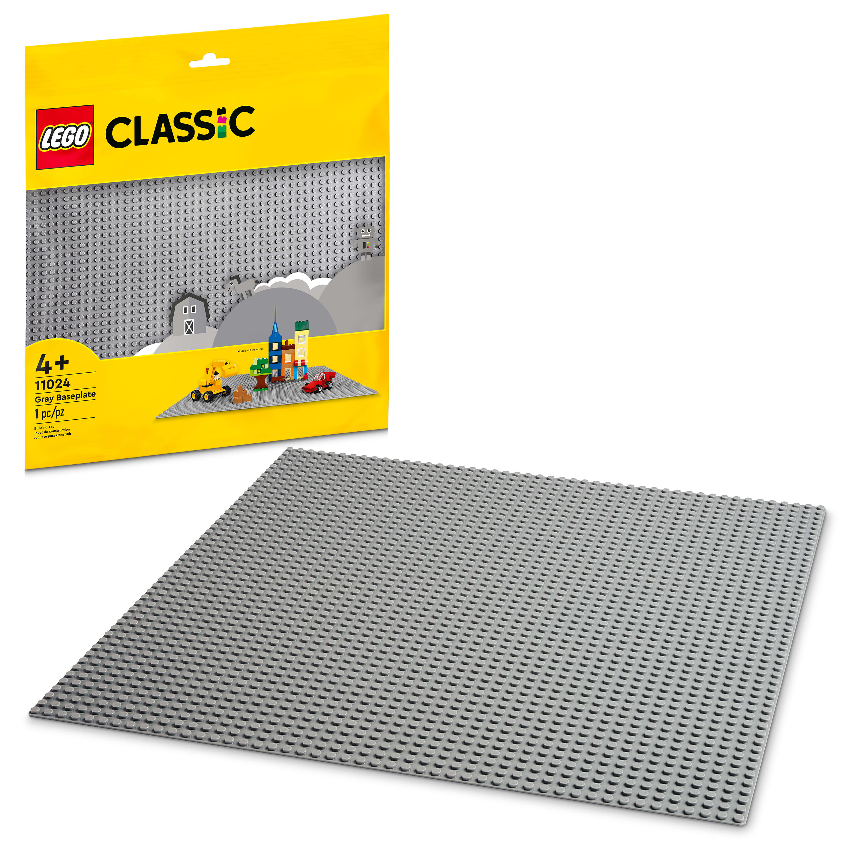 LEGO Classic Gray Baseplate 11024 Construction Playmat for Kids - Monochromatic