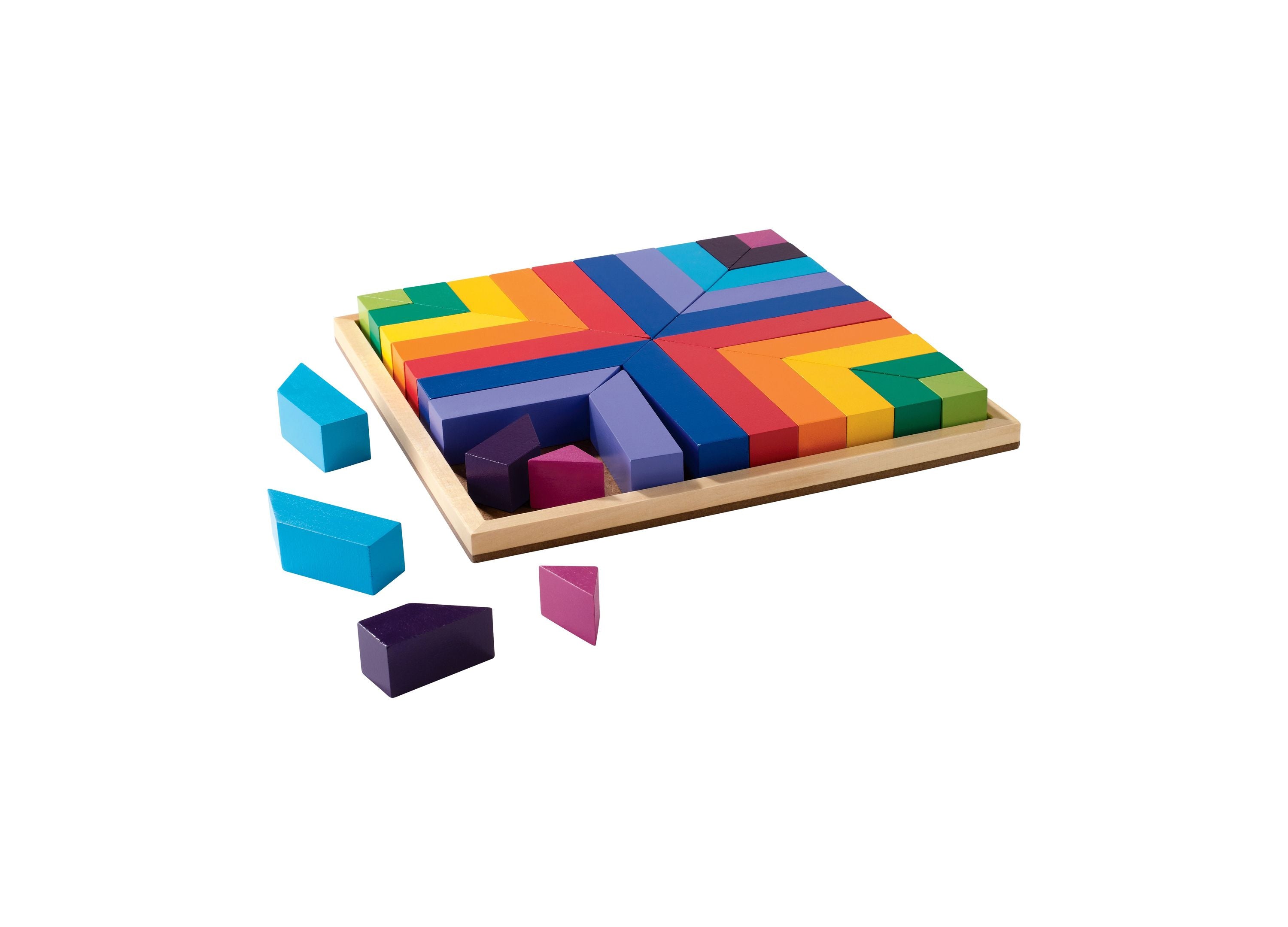 Alternative view of MindWare Pattern Play Colorful Wooden Blocks and Tray Set