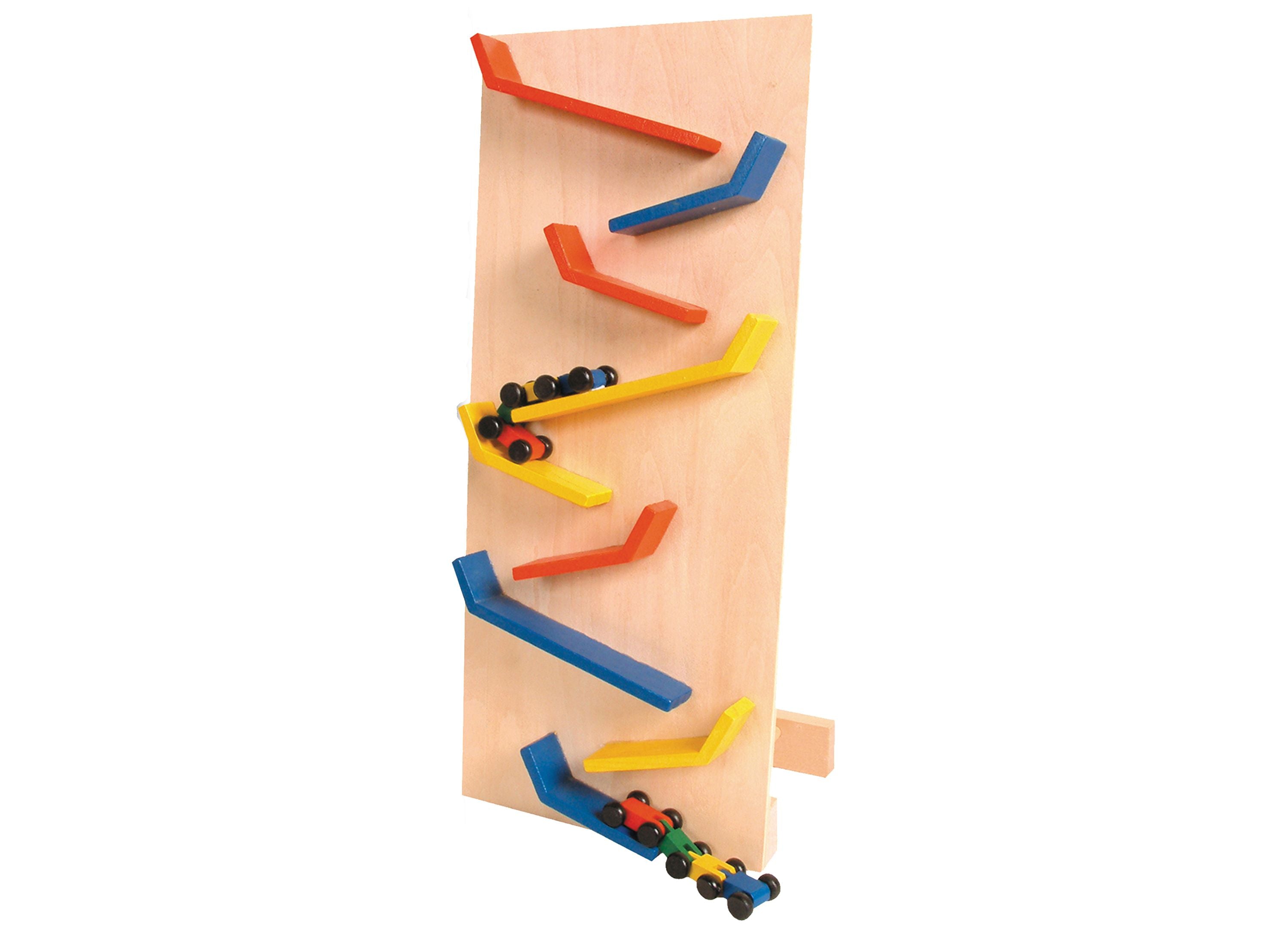 Alternative view of Perisphere & Trylon Zoom! Wooden Gravity Racing Track With Colorful Cars