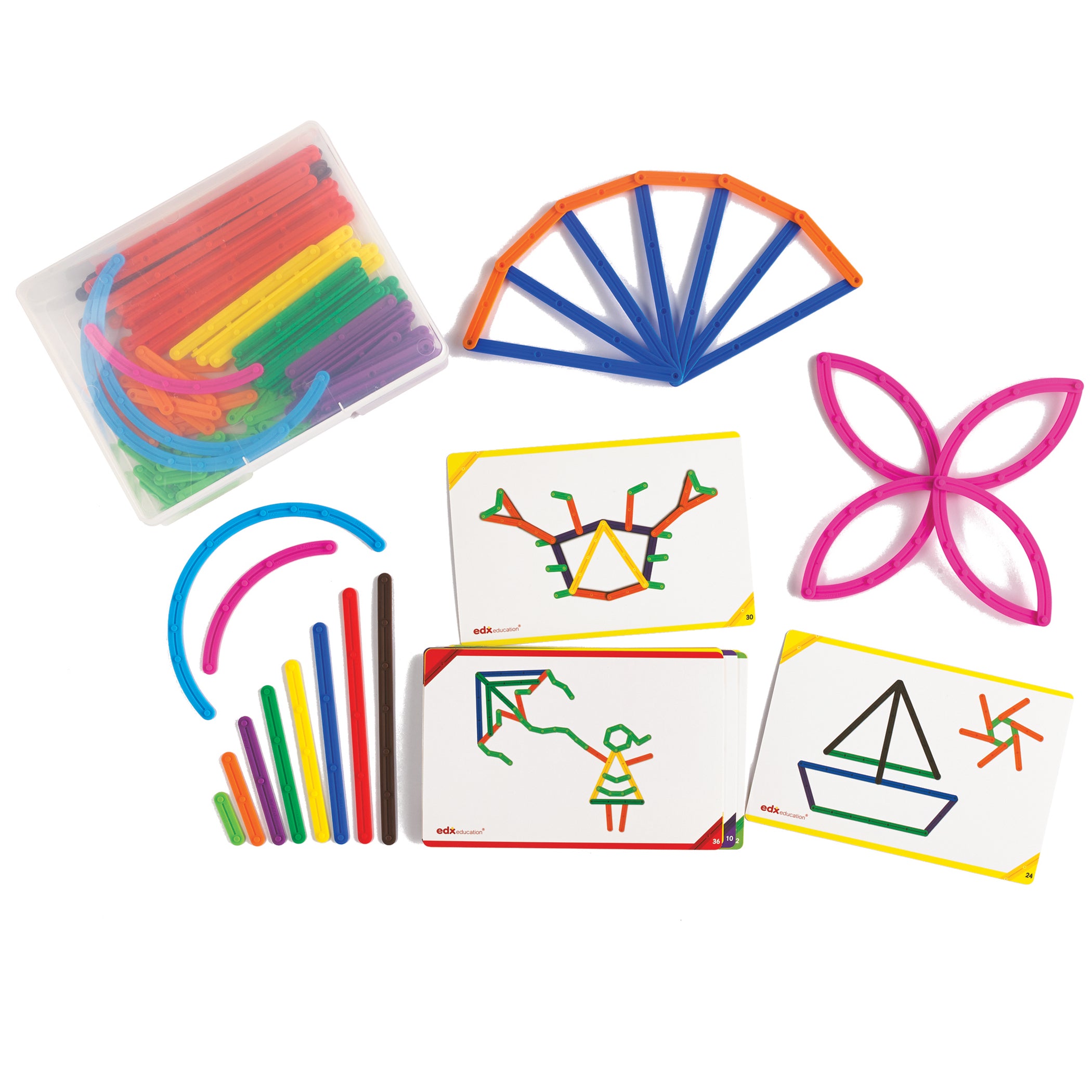 edxeducation Junior GeoStix - Creative Construction Toy - 200 Pieces with Activity Cards