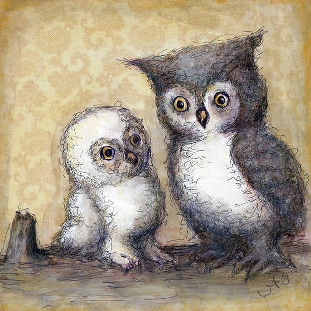 Oopsy Daisy Two Little Hoots Canvas Wall Art, 14" x 14"