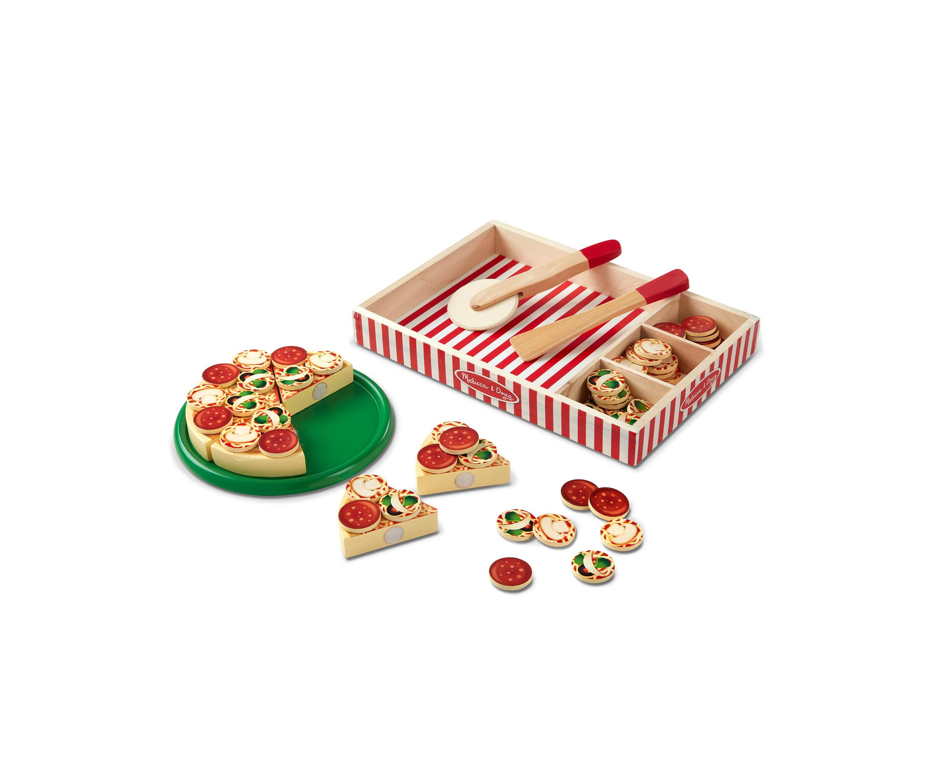 Melissa & Doug Pizza Party Wooden Play Food Set with Toppings