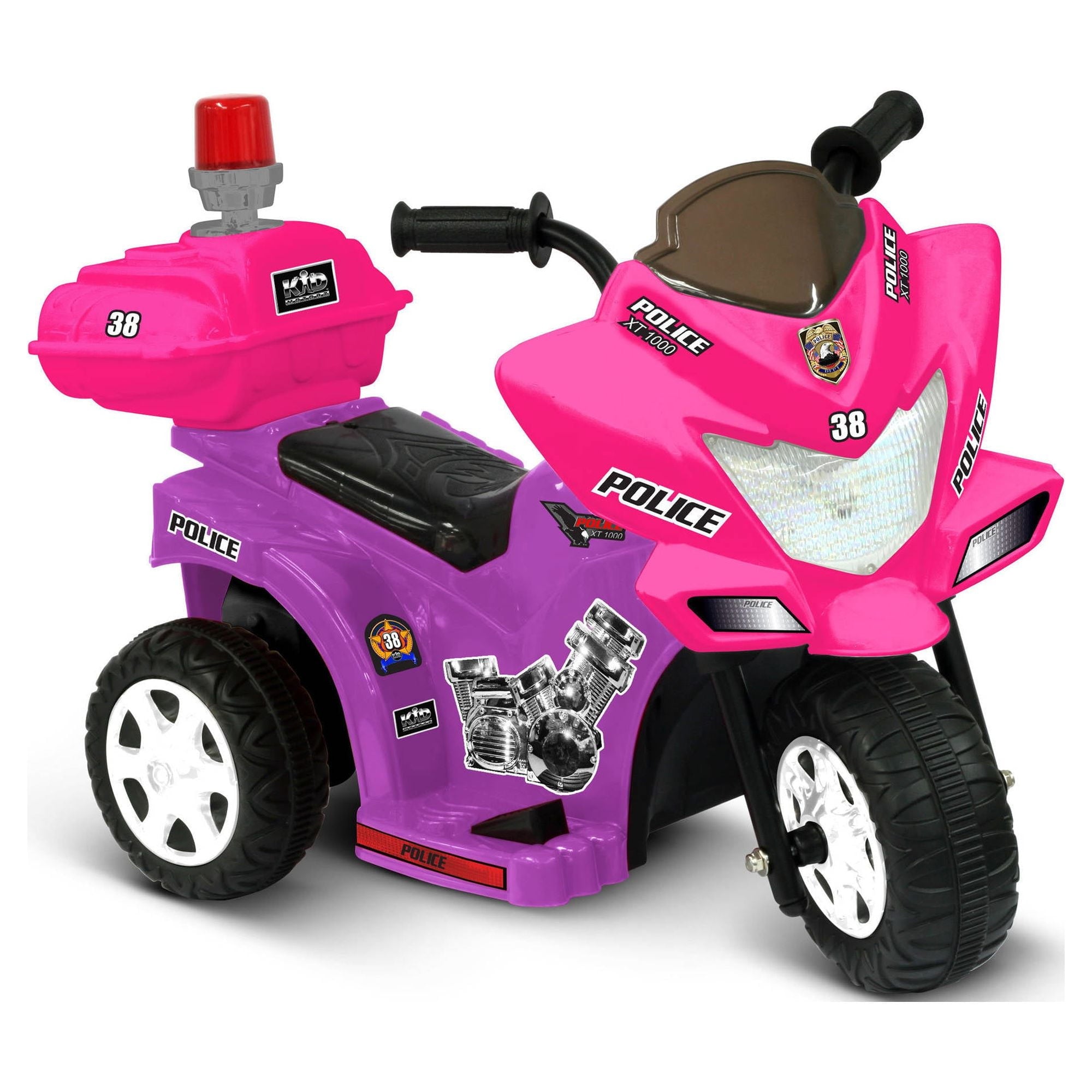 Kid Motorz 6V Lil Patrol Ride-On in Purple & Pink with Siren and Storage Box