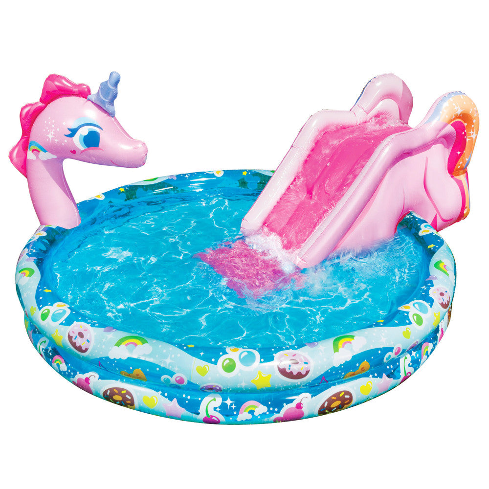 Banzai Spray 'N Splash Unicorn Inflatable Water Slide and Pool