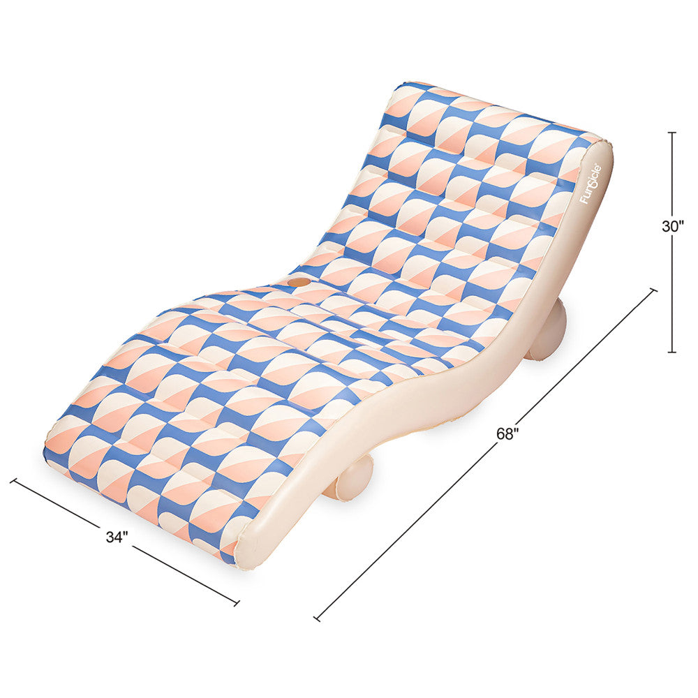 Alternative view of Funsicle Deco FunChaiser Lounge 68" - Blue & Cream Inflatable Pool Float