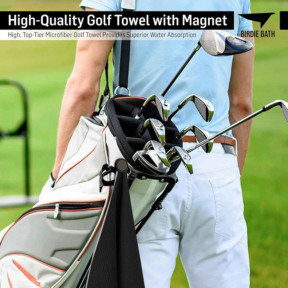 Alternative view of Birdie Golf: Birdie Bath - Black Magnetic Golf Towel with Premium Microfiber