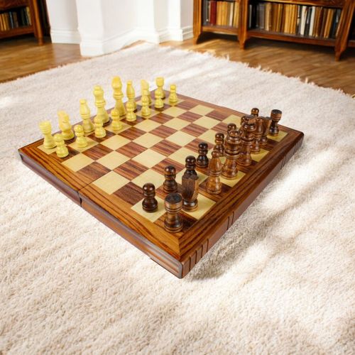 Classic Wooden Chess Set - Travel Friendly 12"x12" Board - Image 8