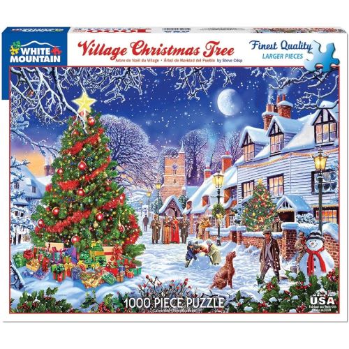 Alternative view of White Mountain Winter Village Christmas Tree Jigsaw Puzzle - 1000 pc