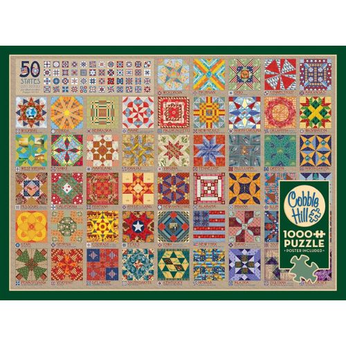 Alternative view of Cobble Hill 50 States Quilt Blocks Jigsaw Puzzle - 1000 pc