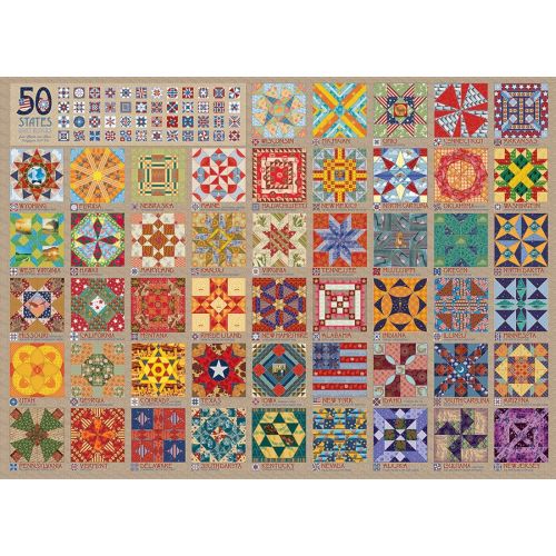 Cobble Hill 50 States Quilt Blocks Jigsaw Puzzle - 1000 pc - Image 3