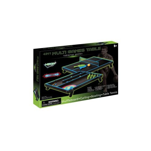 Alternative view of Neon Blast 4-in-1 Tabletop Games Set - Shuffleboard, Curling, Bowling, Table Tennis