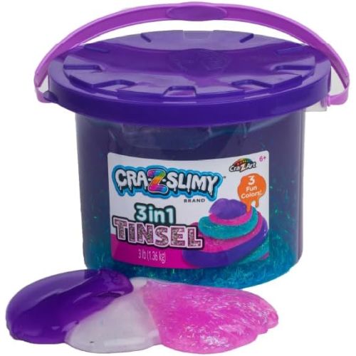 Alternative view of Cra-Z-Slimy Tri-Color Tinsel Bucket - Aqua, Pink, Purple