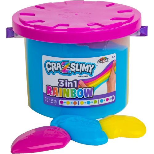 Cra Z Slimy Tri-Color Rainbow Slime Bucket - 3lb of Pink, Yellow & Blue