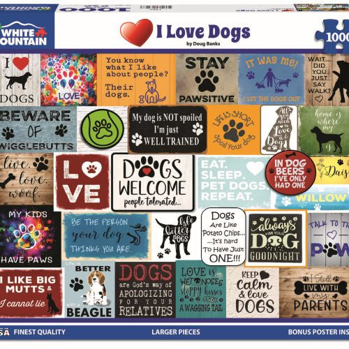 Alternative view of White Mountain I Love Dogs Collage Jigsaw Puzzle - 1000 pc