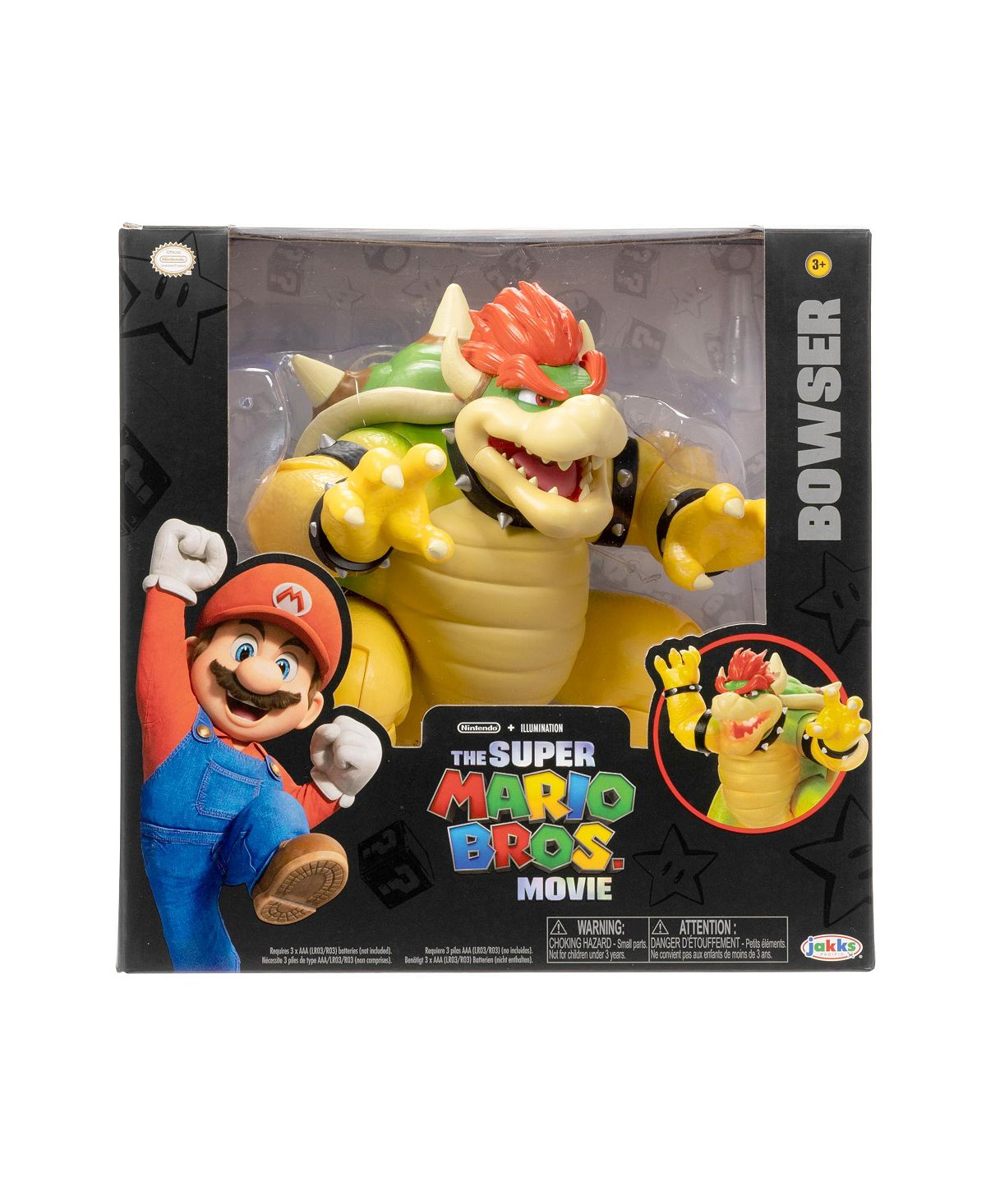 Super Mario Movie 7" Bowser Action Figure with Fire Breathing Effect