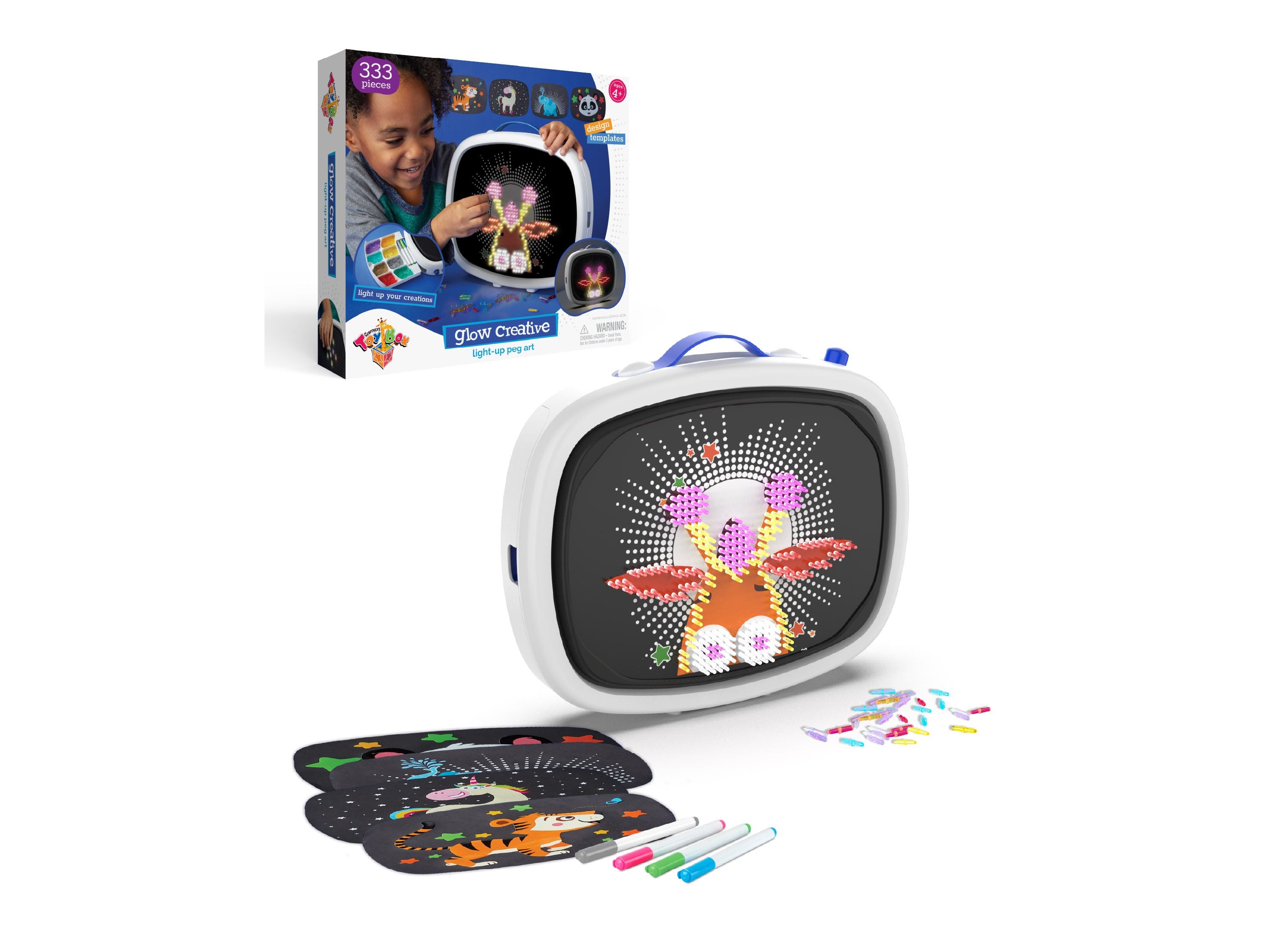 Geoffrey's Toy Box Glow Creative 333-Piece Light-Up Peg Art Kit