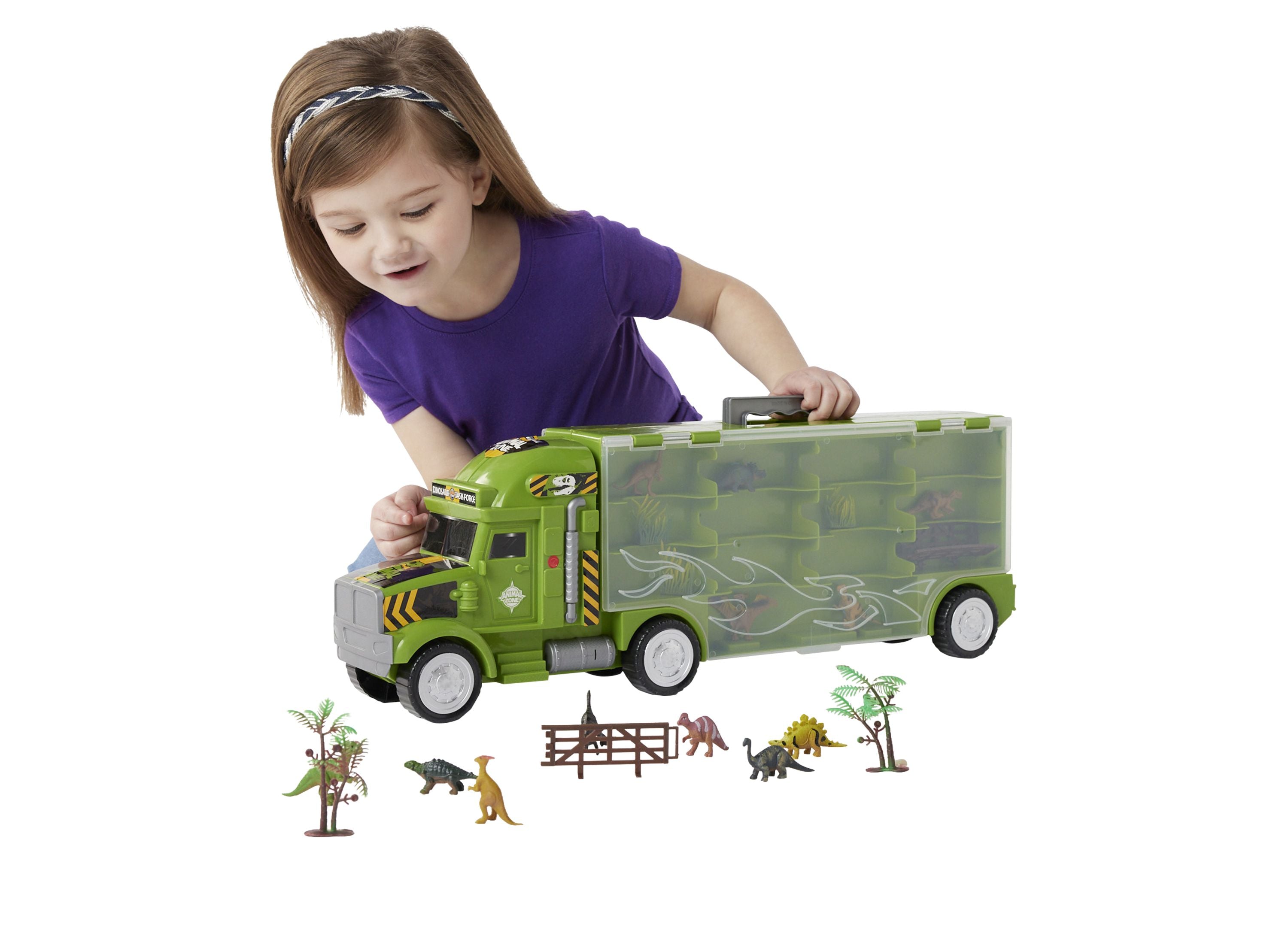 Toys R Us Animal Zone Dino Transport Truck Playset - Green - Image 4