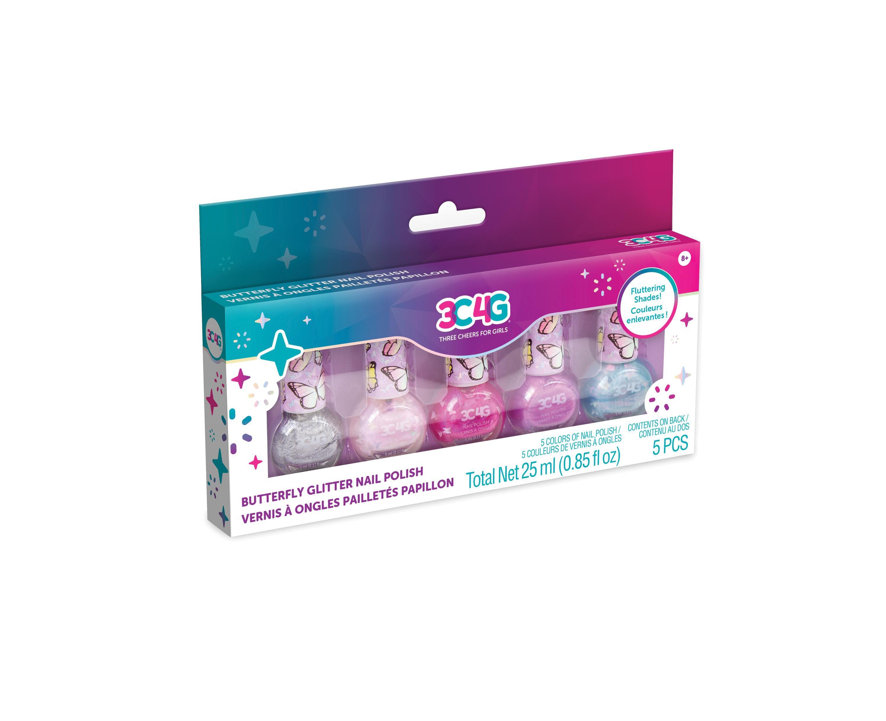 Alternative view of 3C4G Butterfly Glitter Nail Polish Set - Sparkling Manicure Kit