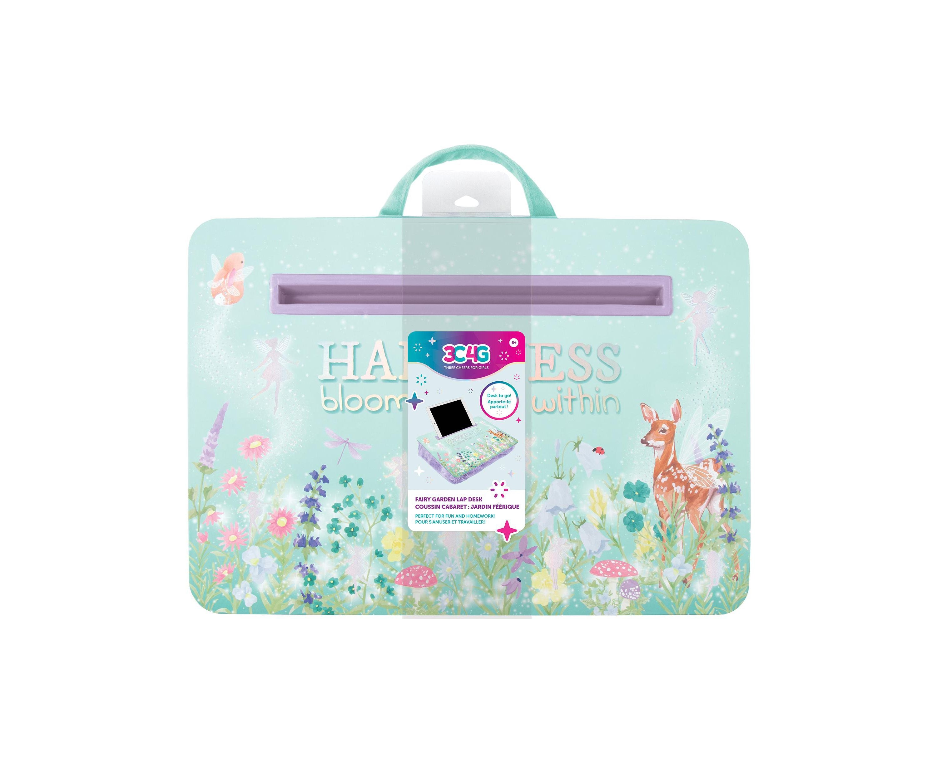 3C4G Fairy Garden Plush Lap Desk - Portable Workstation, Green & Purple