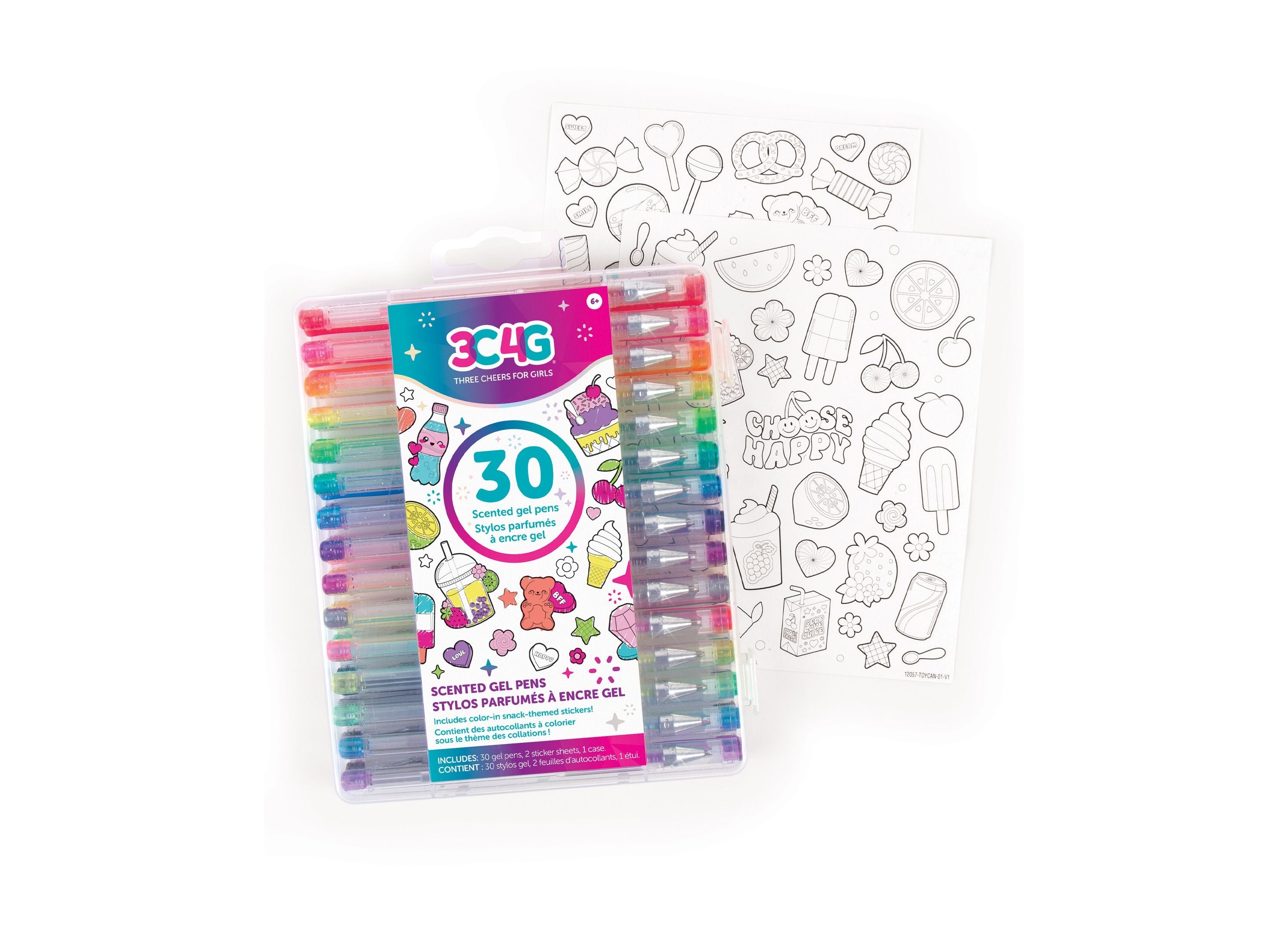 Alternative view of 3C4G Vibrant Scented Gel Pens Kit with Snack-Themed Sticker Sheets, 30 Count - Assorted Colors