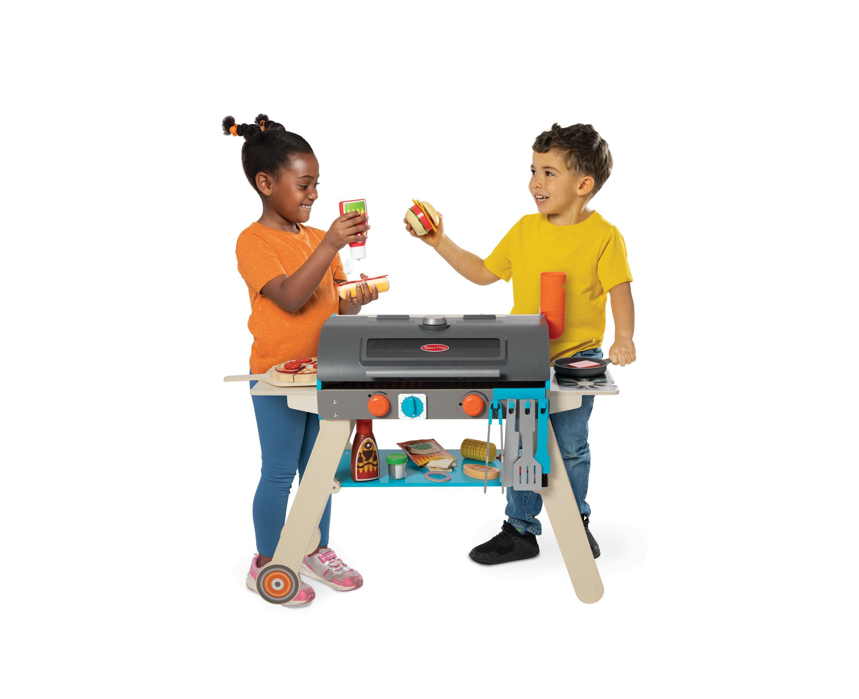 Melissa & Doug Deluxe Wooden BBQ Grill and Pizza Oven Playset - Image 2