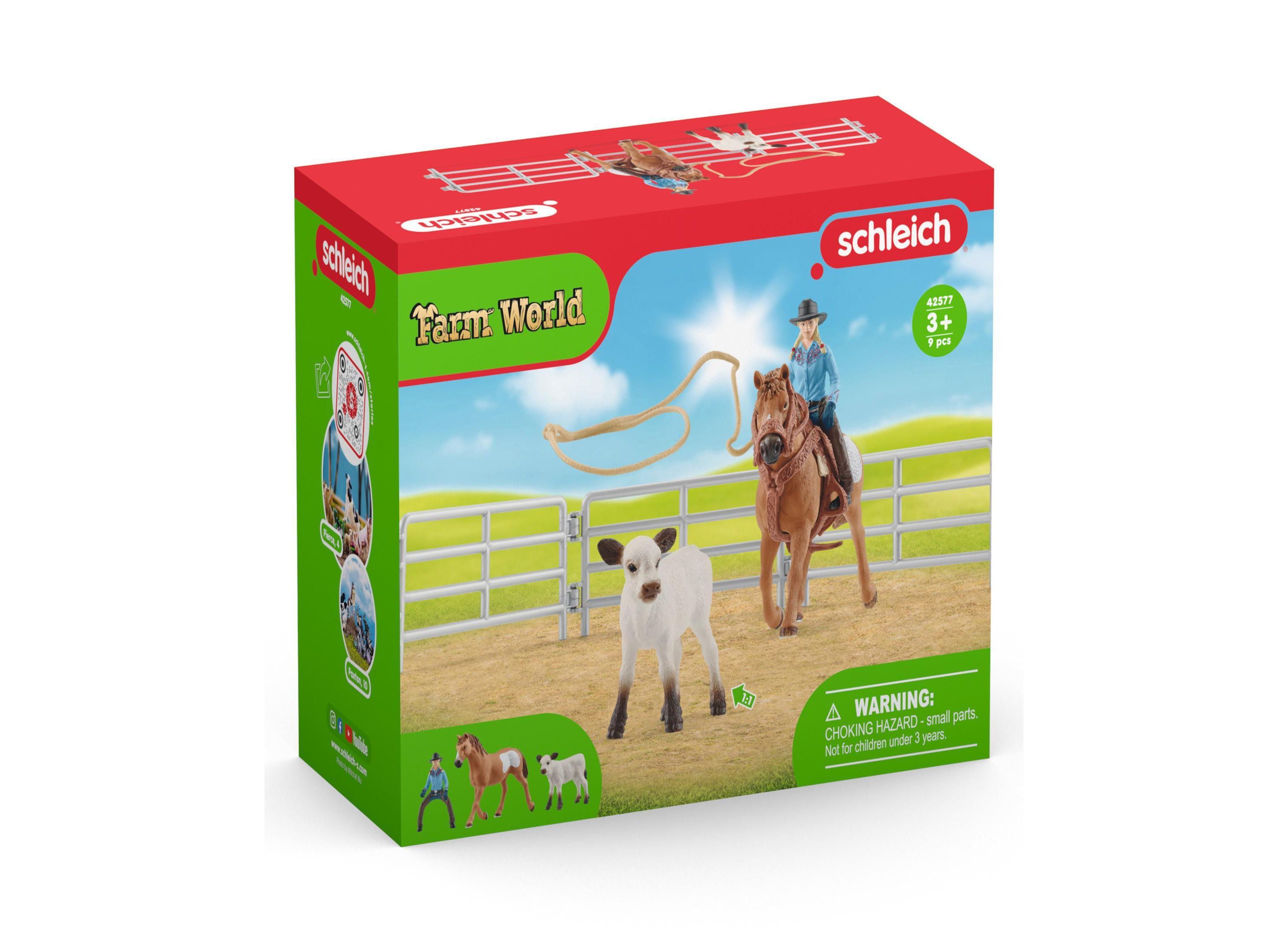 Alternative view of Schleich Farm World Cowgirl Team Roping Rodeo Playset