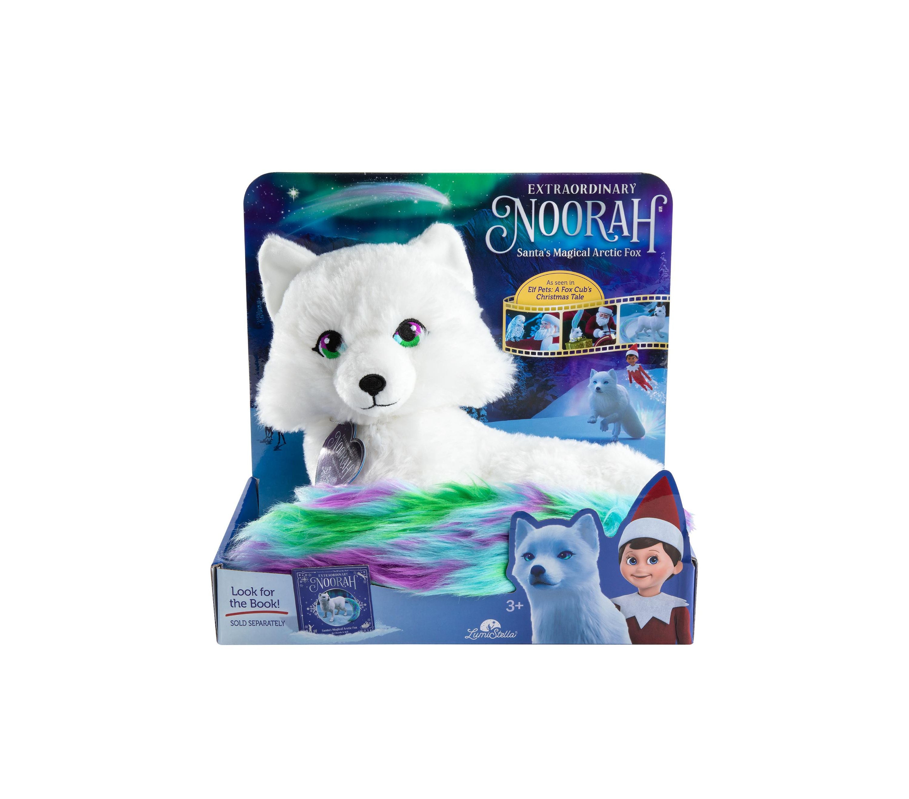 Elf Pets Santa's Arctic Fox Noorah Plush with Northern Lights-Inspired Tail