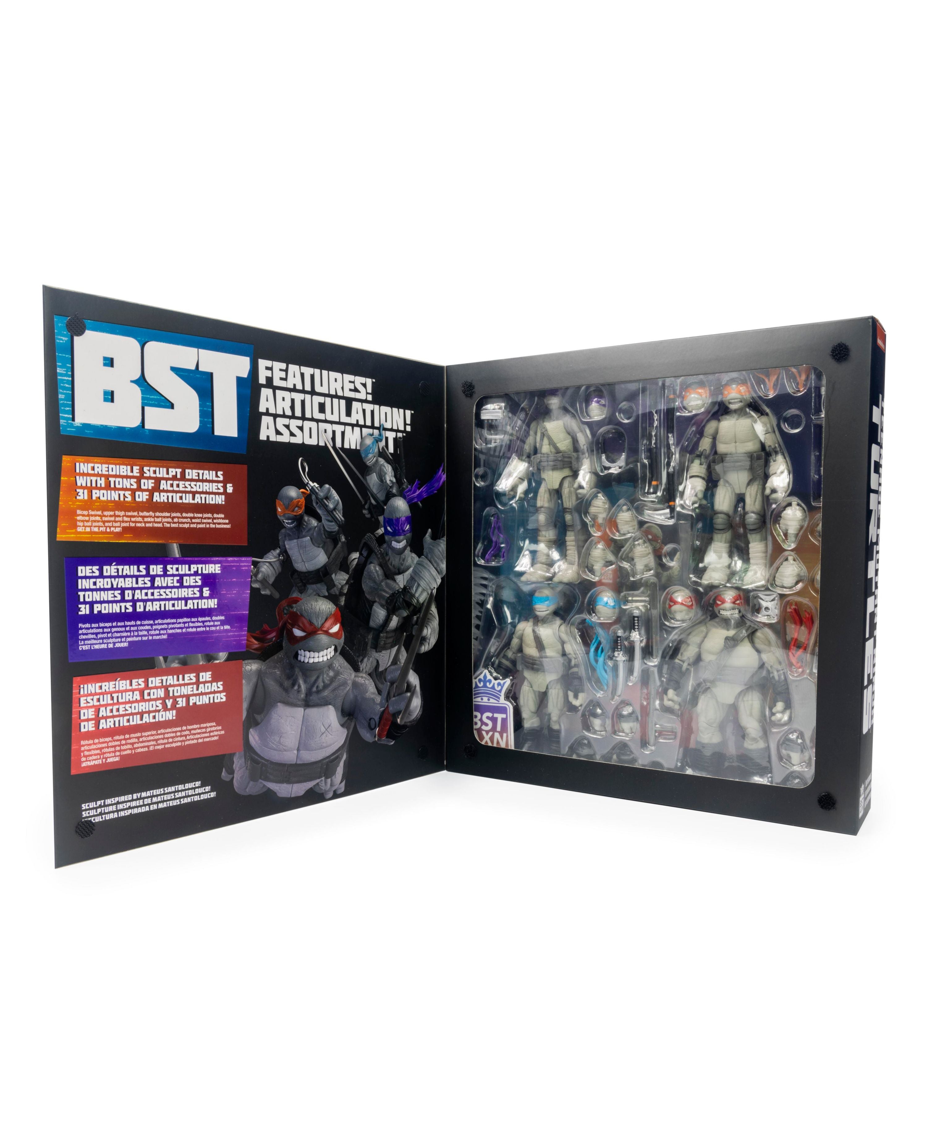 The Loyal Subjects Teenage Mutant Ninja Turtles BST AXN IDW Comic Black White SDCC Exclusive Figure Set - Image 3