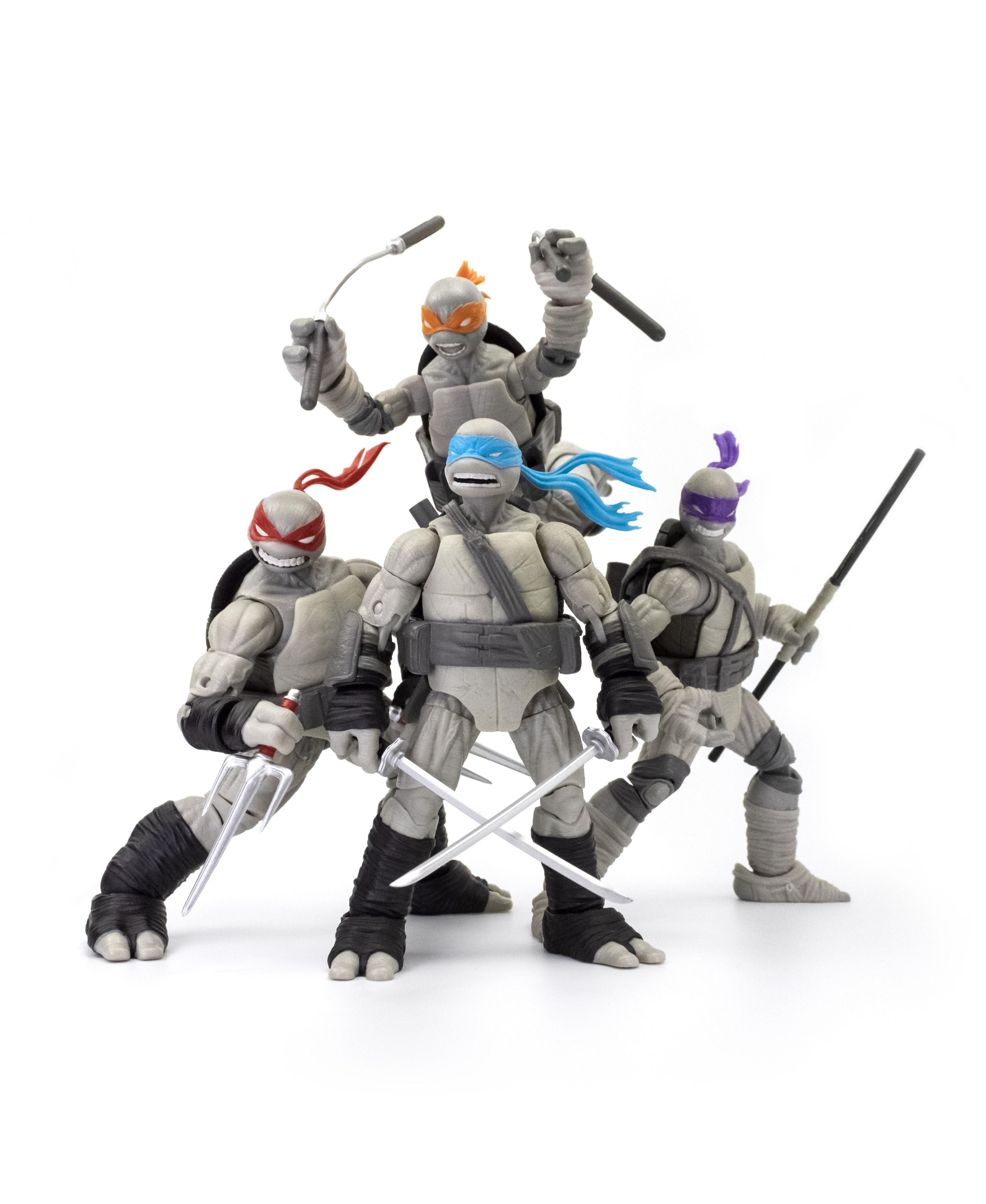 Alternative view of The Loyal Subjects Teenage Mutant Ninja Turtles BST AXN IDW Comic Black White SDCC Exclusive Figure Set