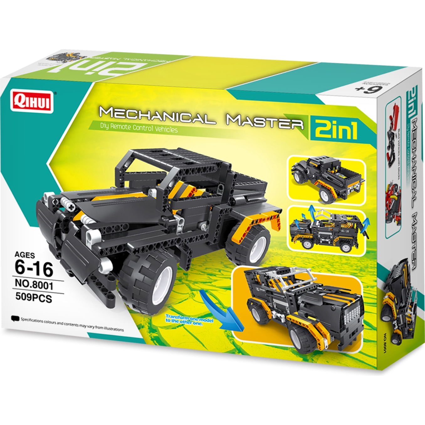 Alternative view of Qihui R/C Block Car 2-in-1 Transformable Jeep and Truck Model - Multicolor