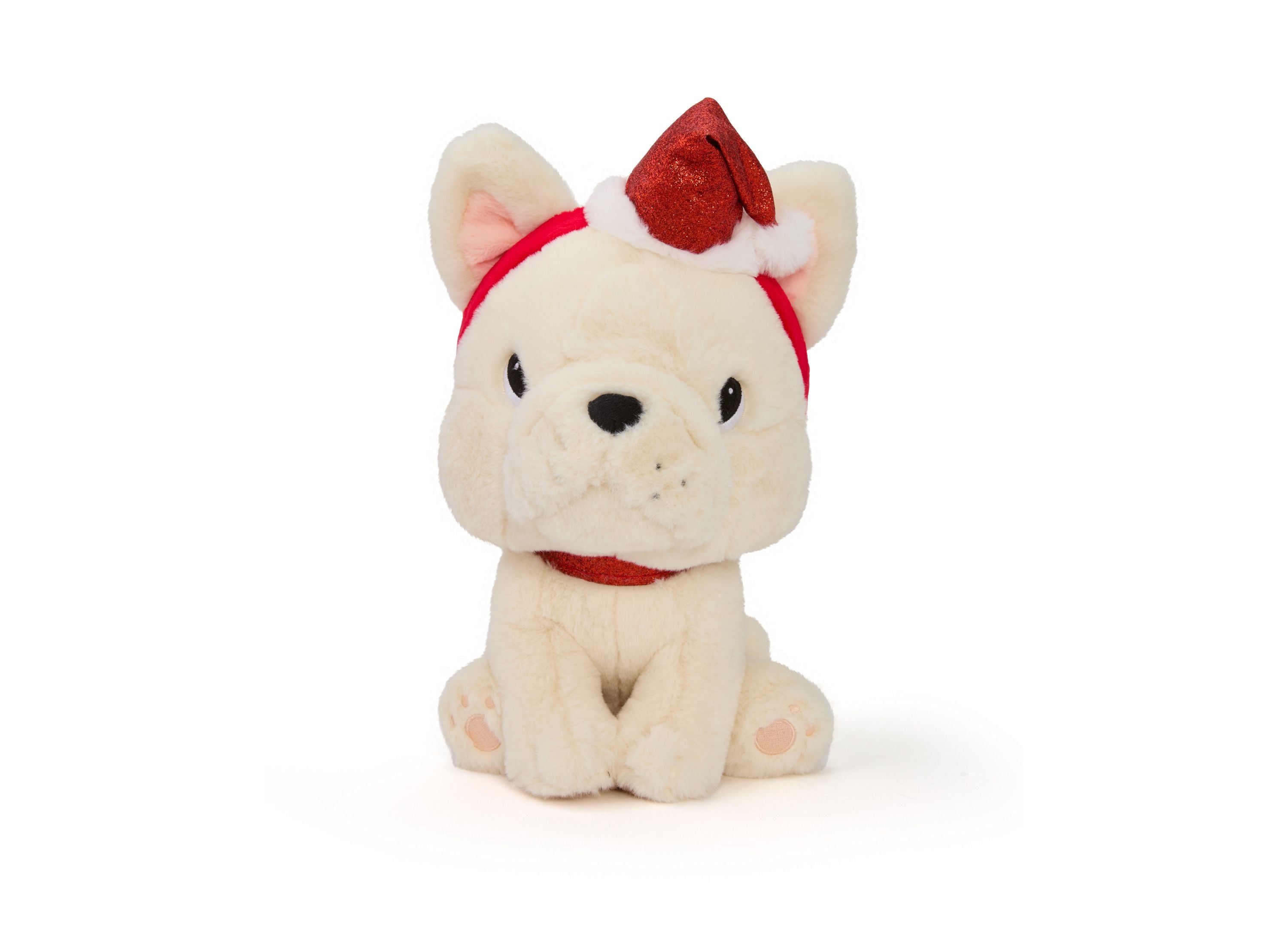 Alternative view of Geoffrey's Toy Box 10 inch French Bulldog Plush with Christmas Hat