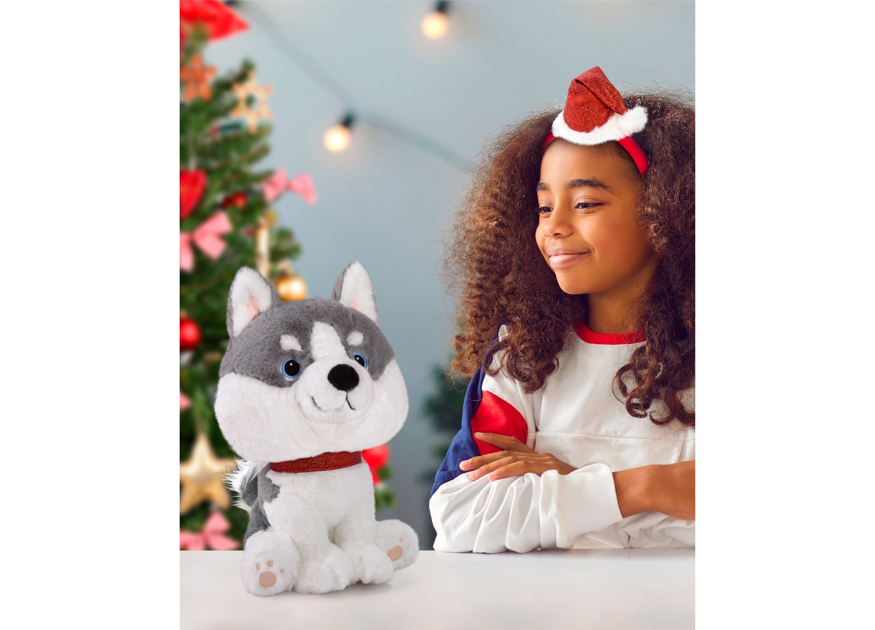 Geoffrey's Toy Box 10 Inch Husky Plush with Festive Christmas Hat - Image 5