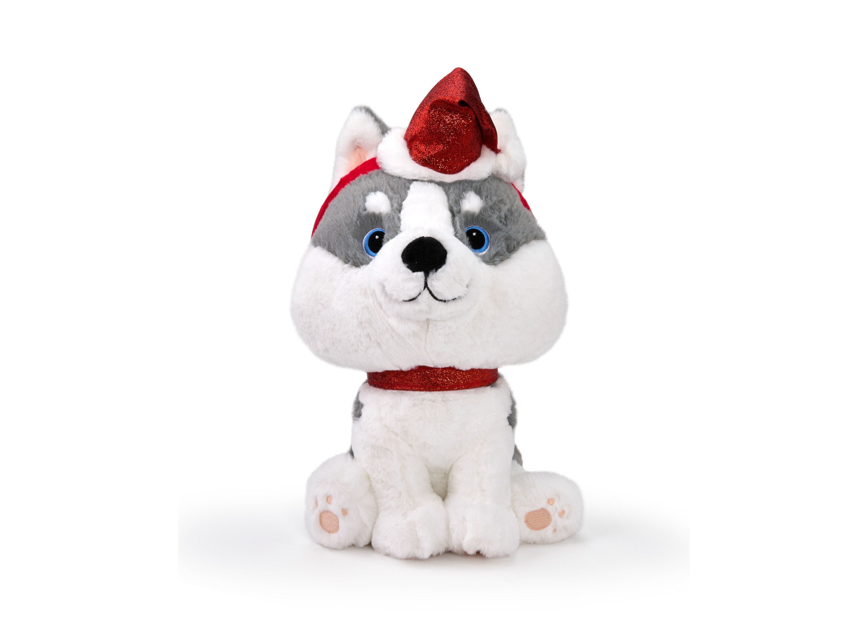 Geoffrey's Toy Box 10 Inch Husky Plush with Festive Christmas Hat - Image 3