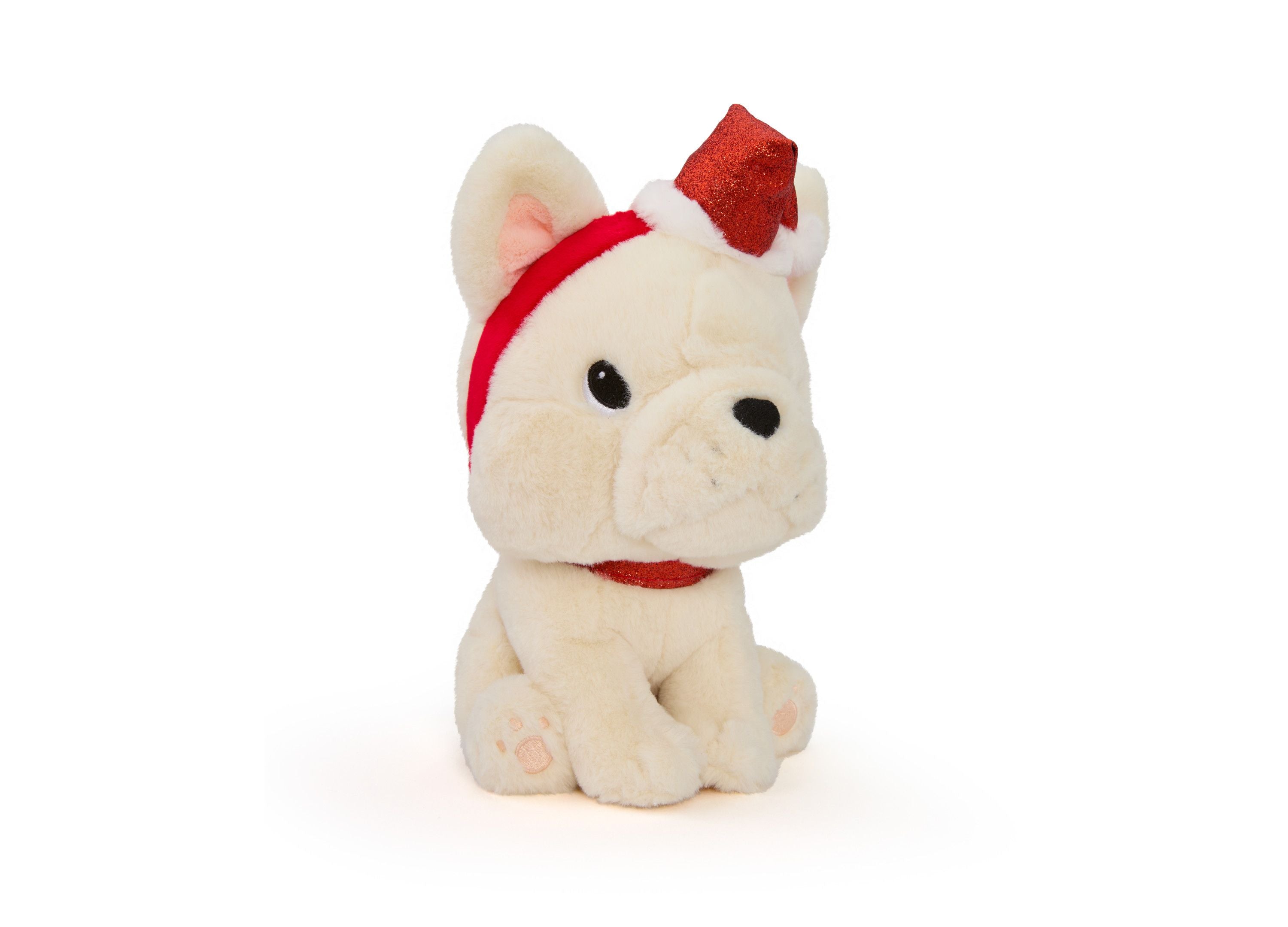 Geoffrey's Toy Box 10 inch French Bulldog Plush with Christmas Hat