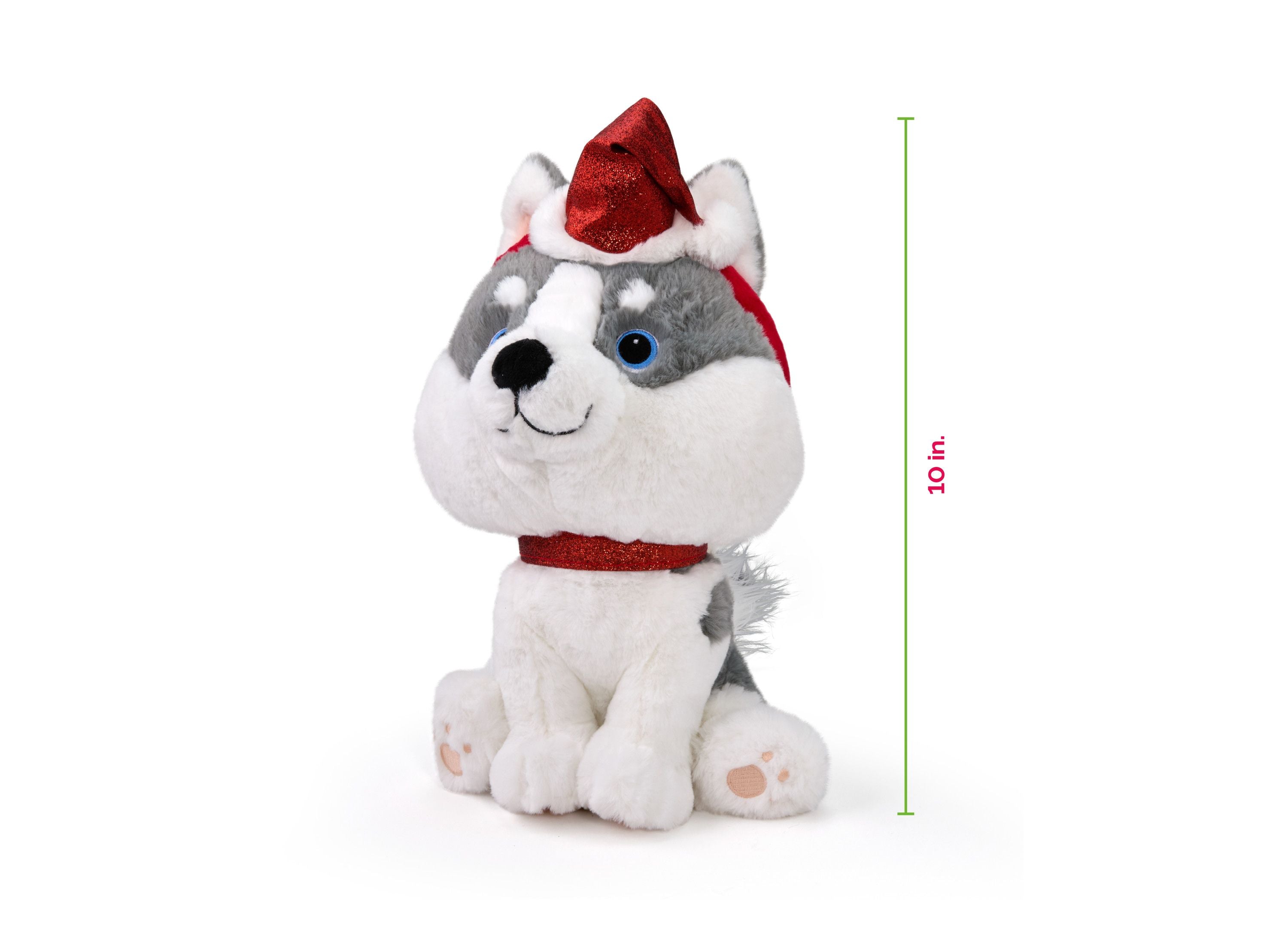 Alternative view of Geoffrey's Toy Box 10 Inch Husky Plush with Festive Christmas Hat