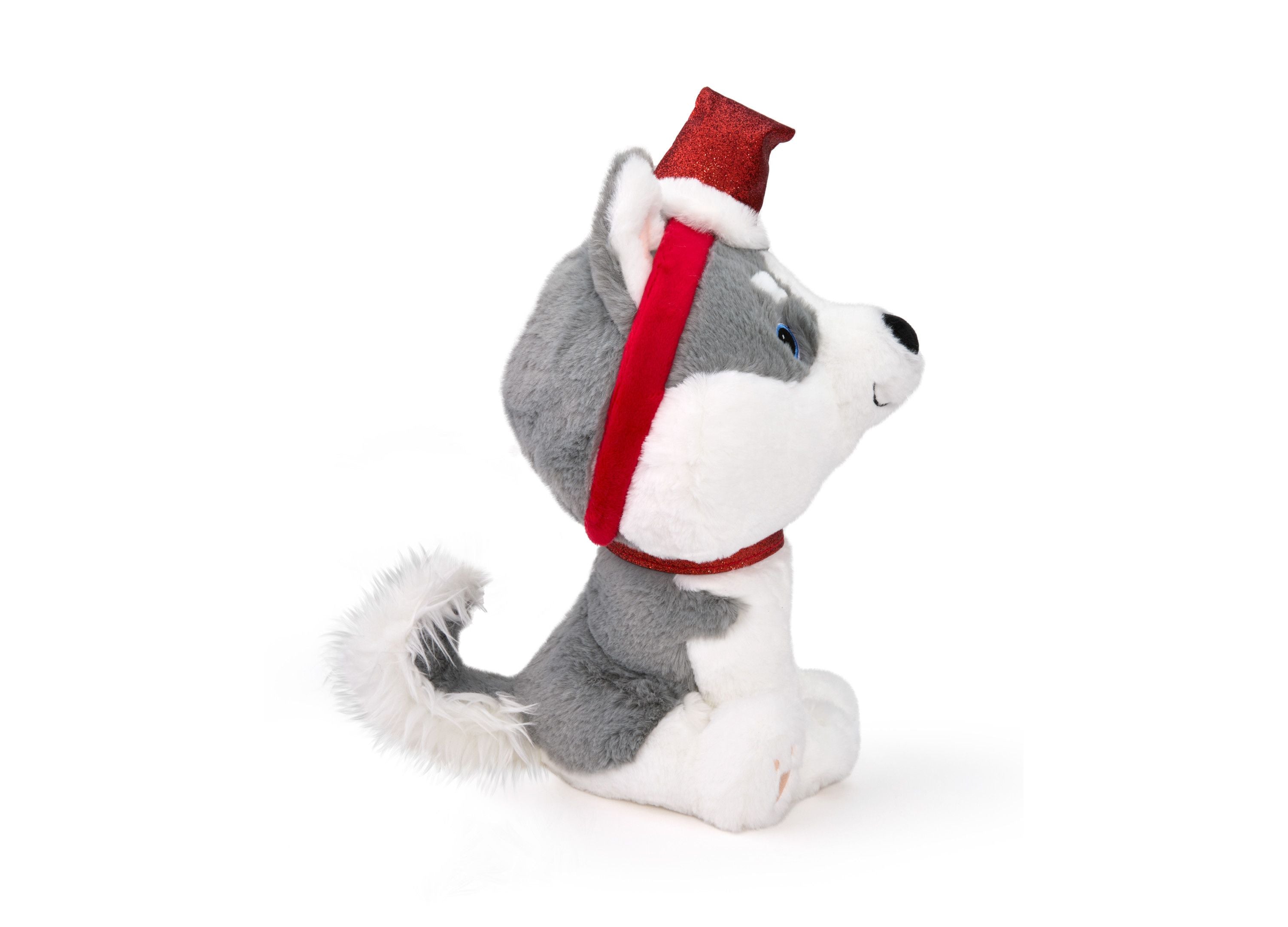 Geoffrey's Toy Box 10 Inch Husky Plush with Festive Christmas Hat - Image 4