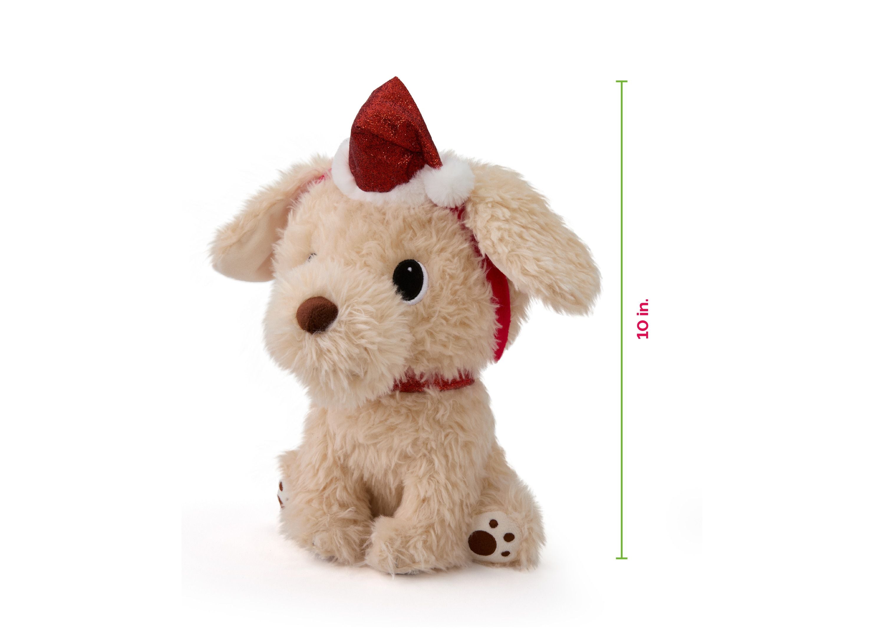 Alternative view of Geoffrey's Toy Box 10 inch Golden Retriever Plush with Festive Christmas Hat