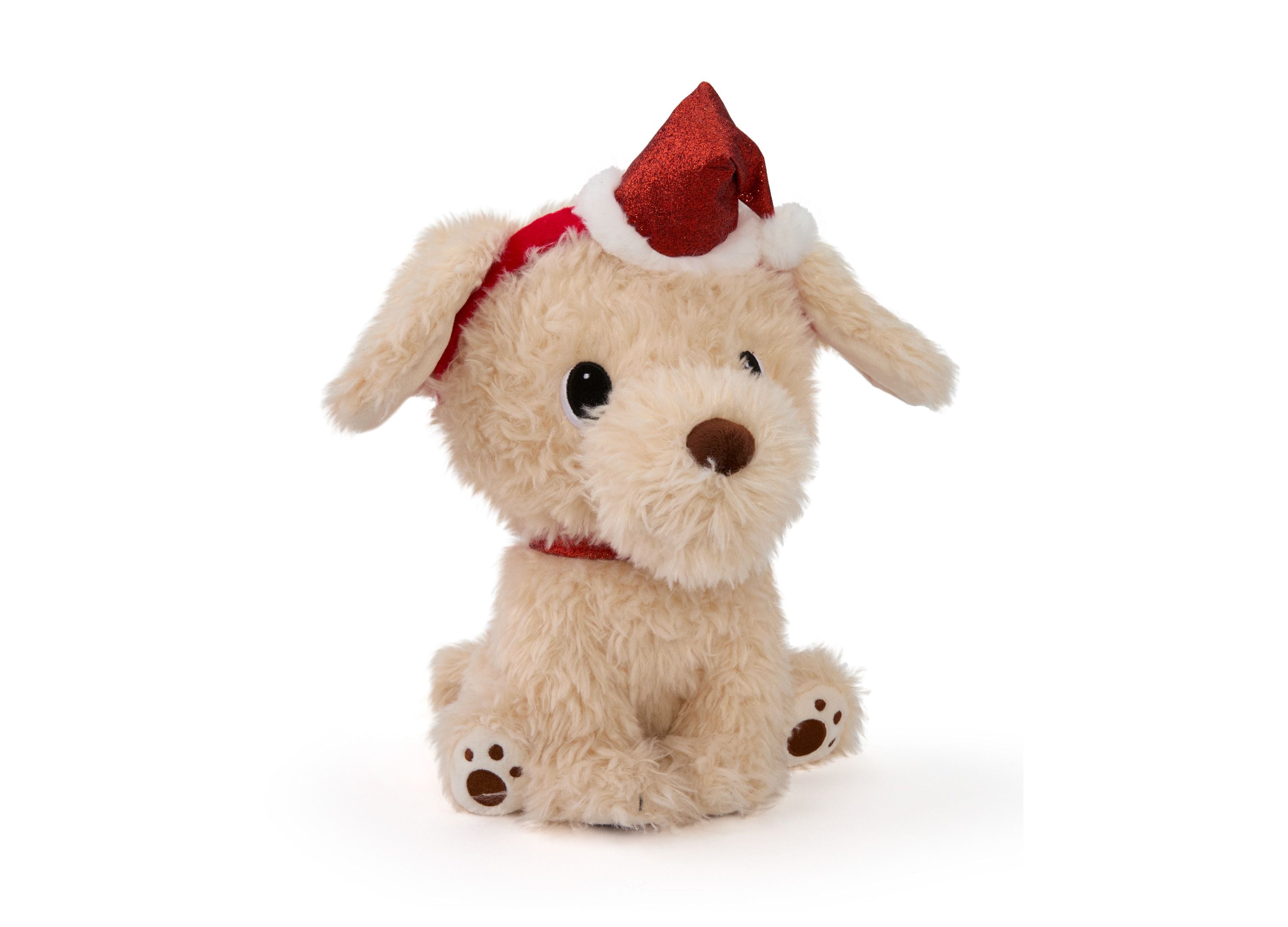 Geoffrey's Toy Box 10 inch Golden Retriever Plush with Festive Christmas Hat