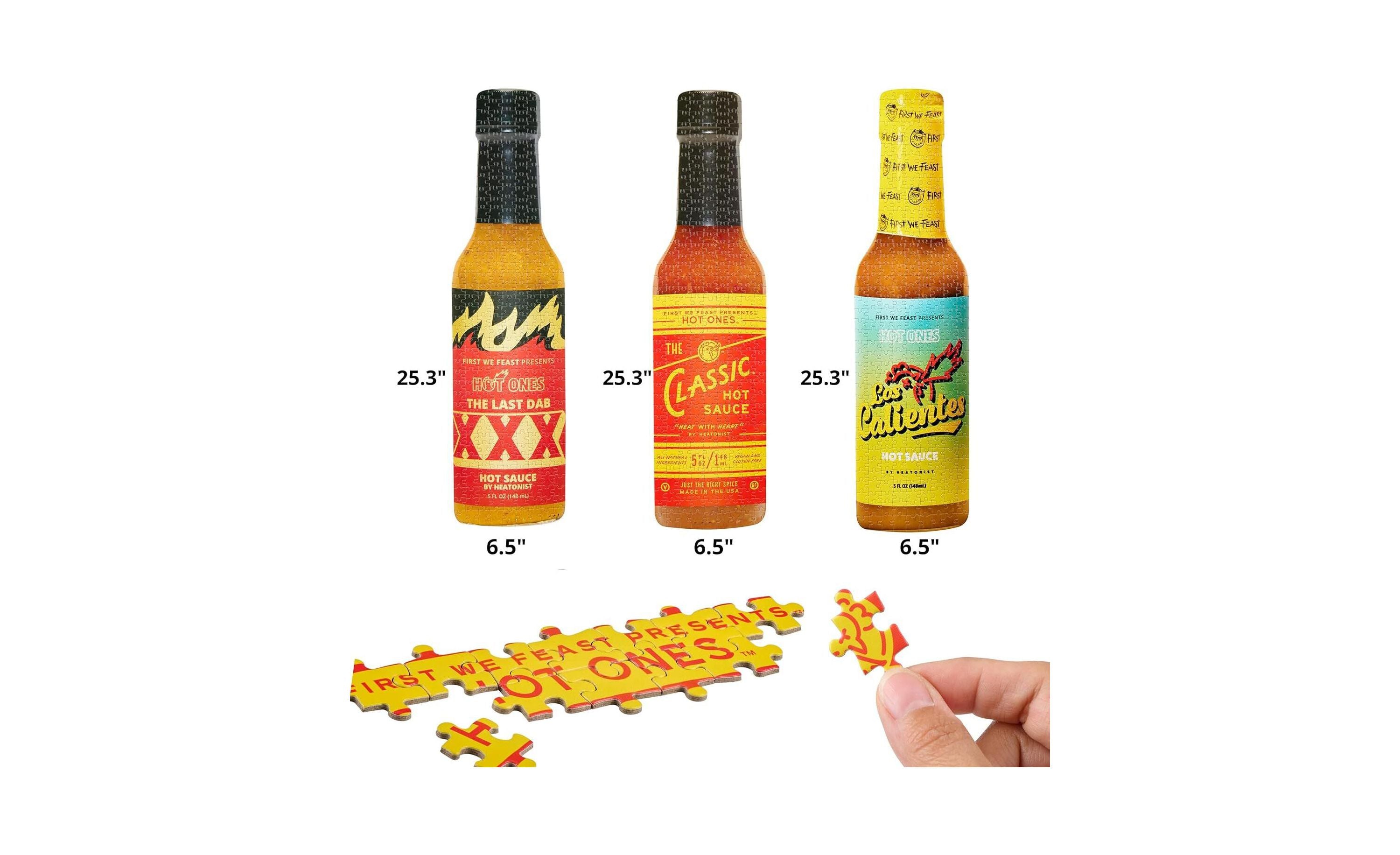 WowWee Hot Ones Challenge 3-Pack Bottle-Shaped Puzzles - 900 pc - Image 3