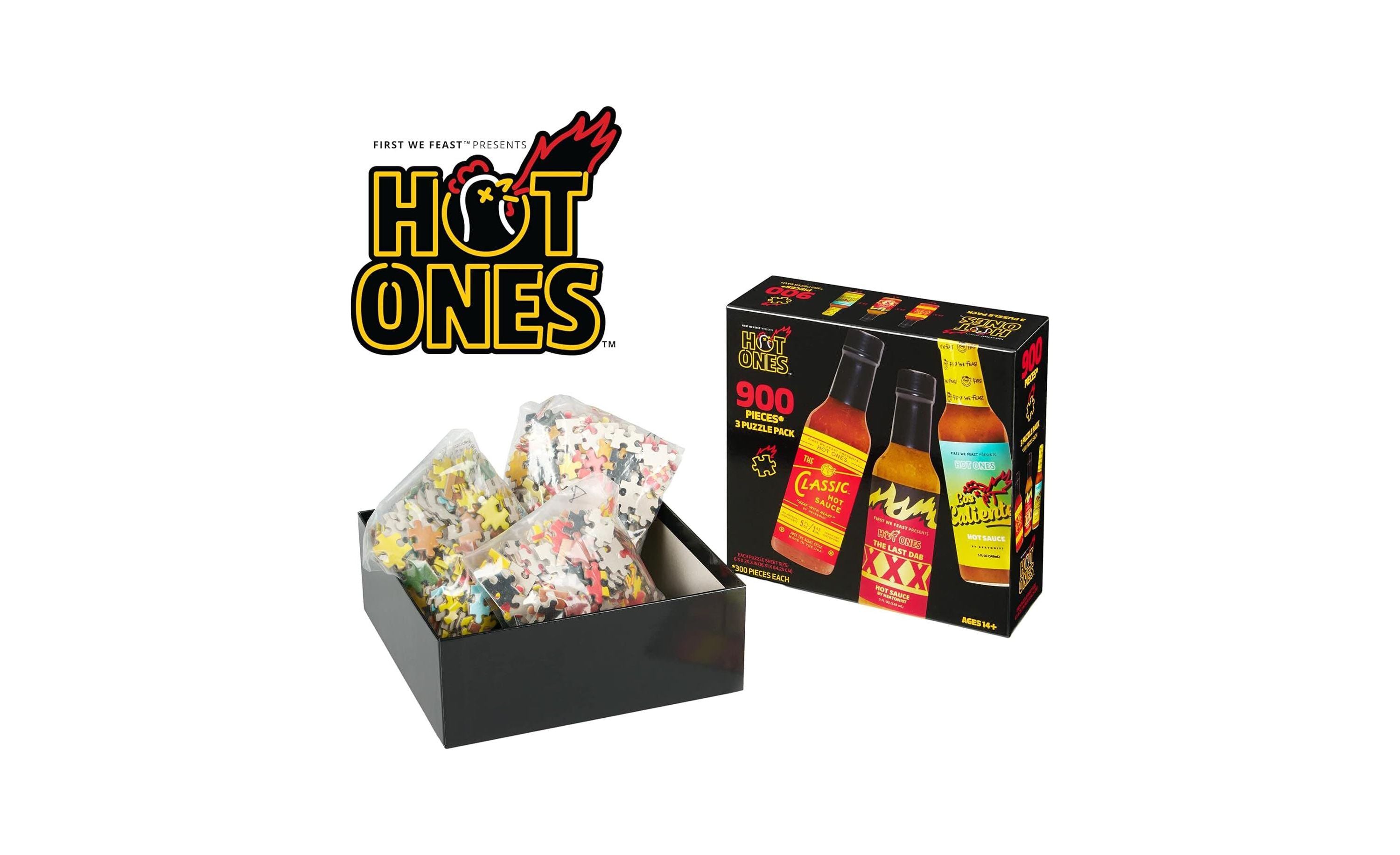 WowWee Hot Ones Challenge 3-Pack Bottle-Shaped Puzzles - 900 pc - Image 2